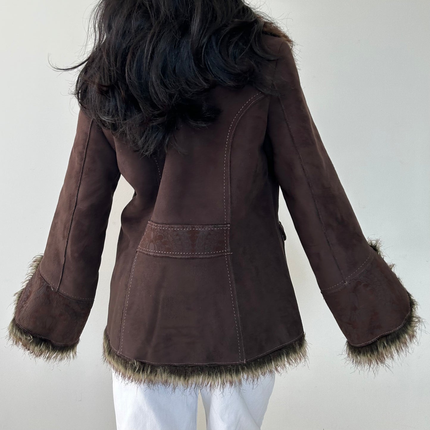 Novelti Brown Double Face Afghan Jacket - Small