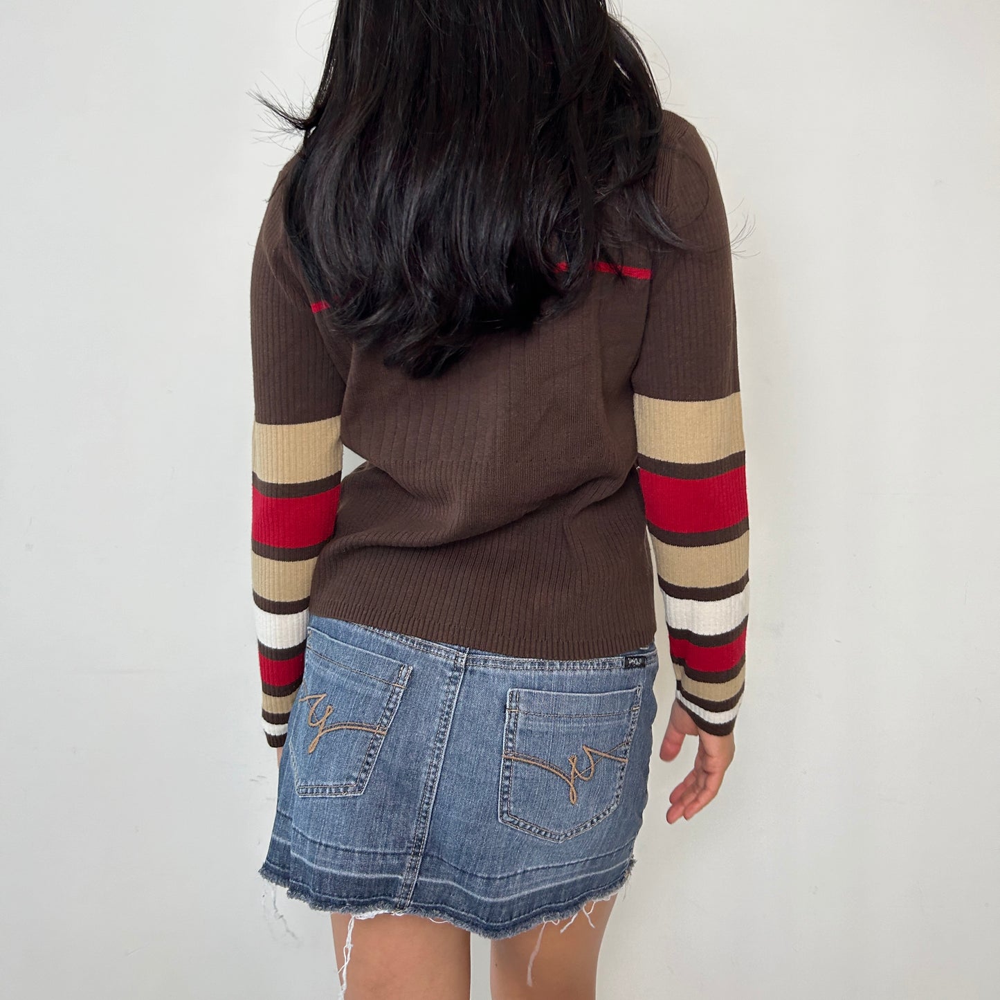 Brown Ribbed Long Sleeve Turtleneck - Medium