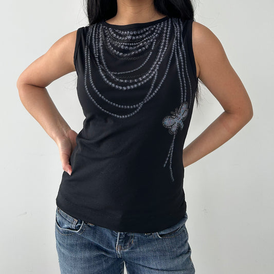 Vintage 1990s Le Château Made in Canada Black High Neck Graphic Tank - Medium