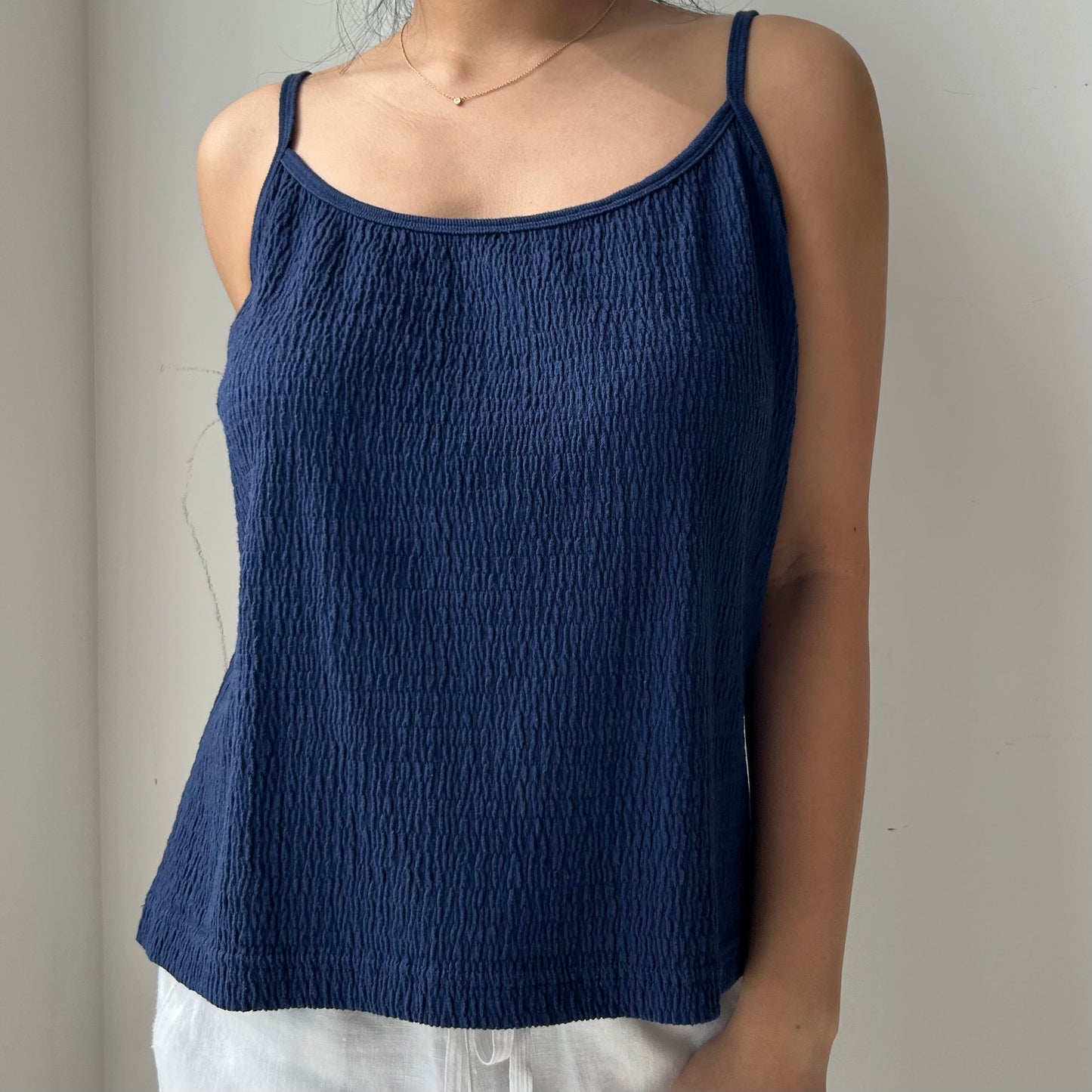 Knit Works Blue Shirred Tank - Large