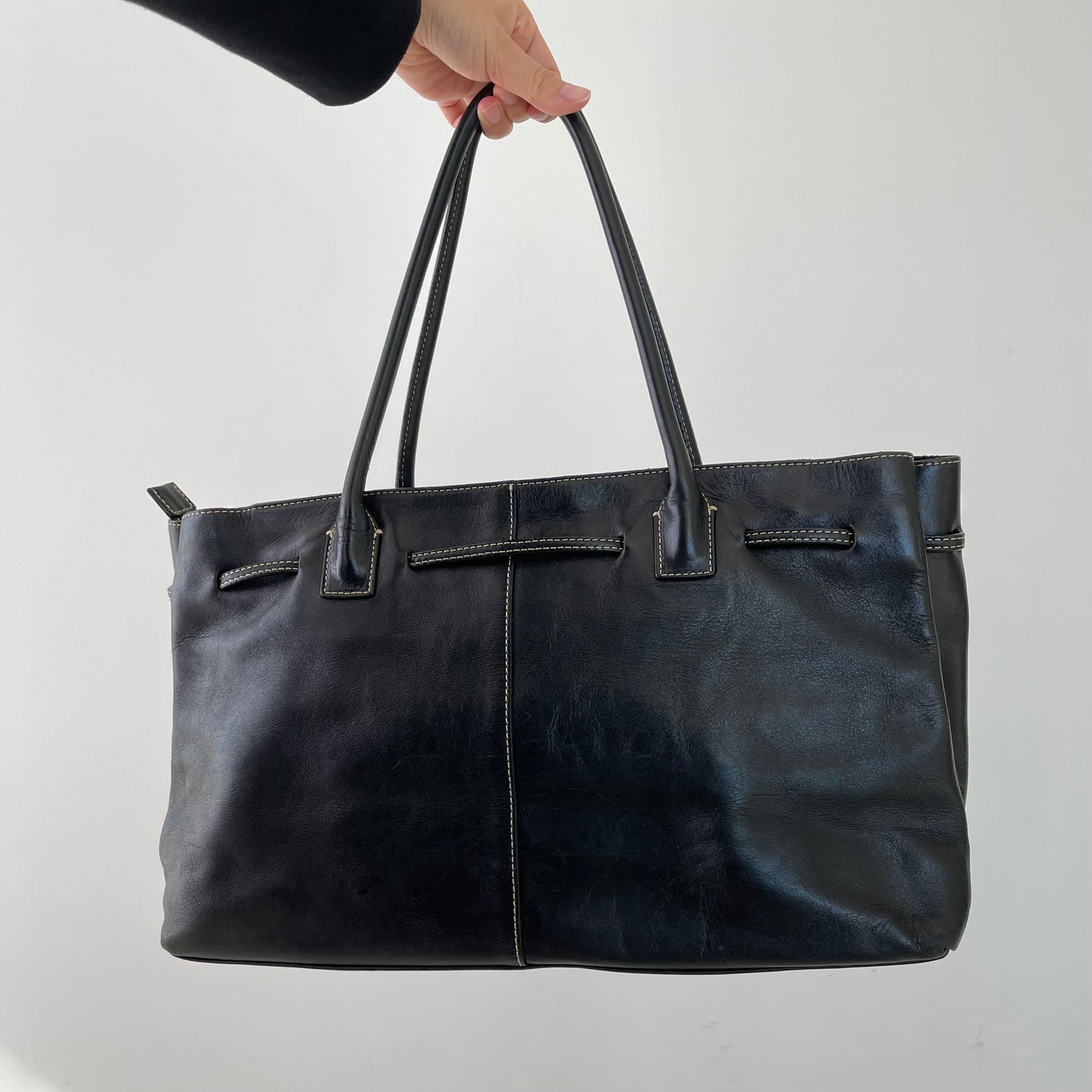 Agnès B. Voyage Black Leather Tote