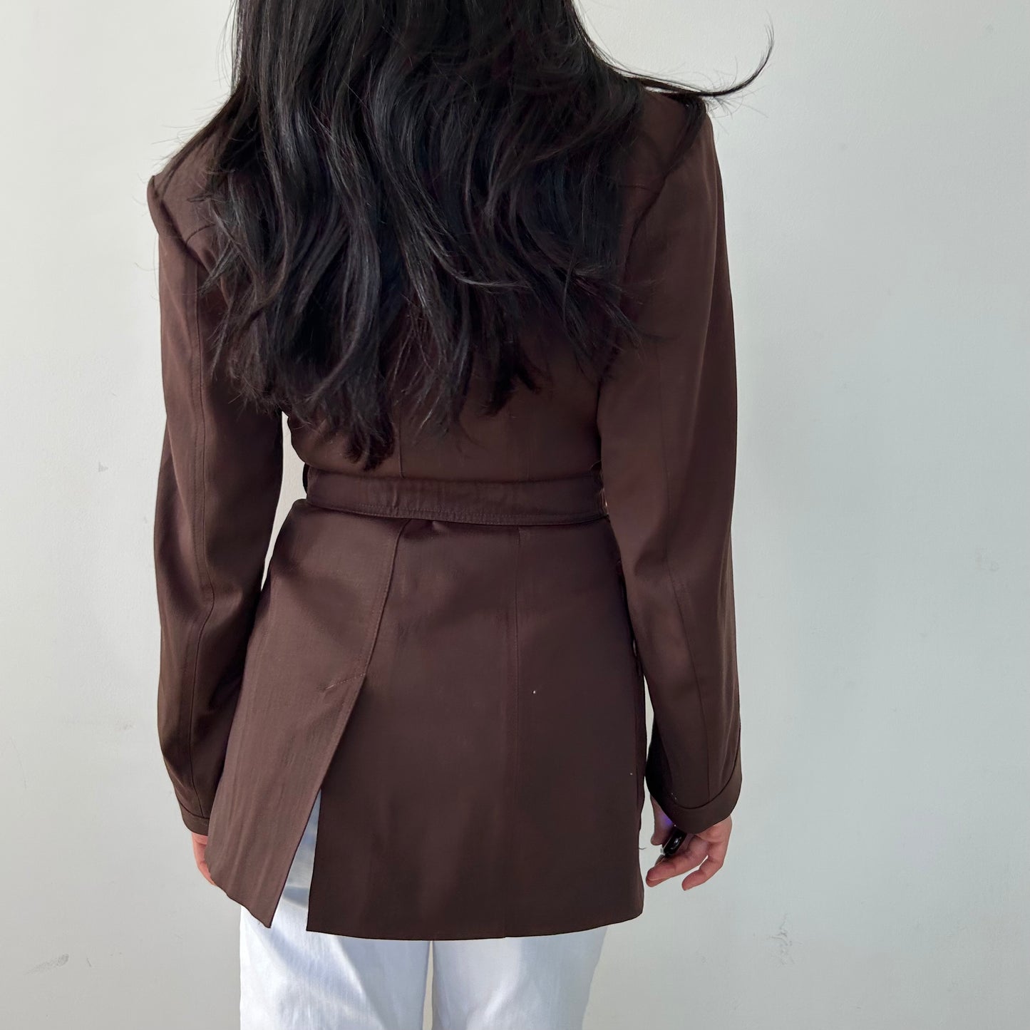 Vintage 1990s Plein Sud Brown Belted Utility Jacket - Small