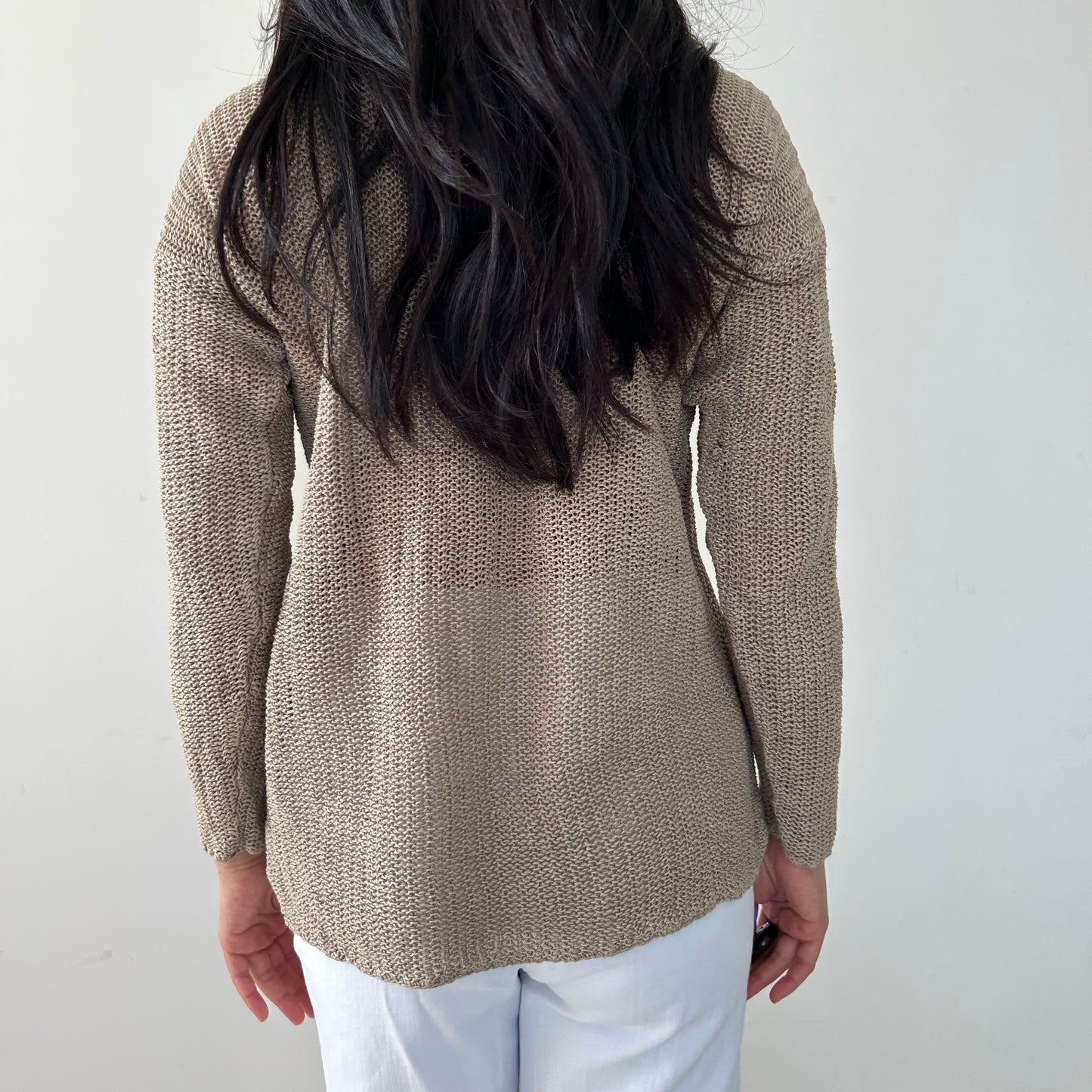 Vintage 1990s Calvin Klein Collection Beige Linen Crewneck Knit - Medium