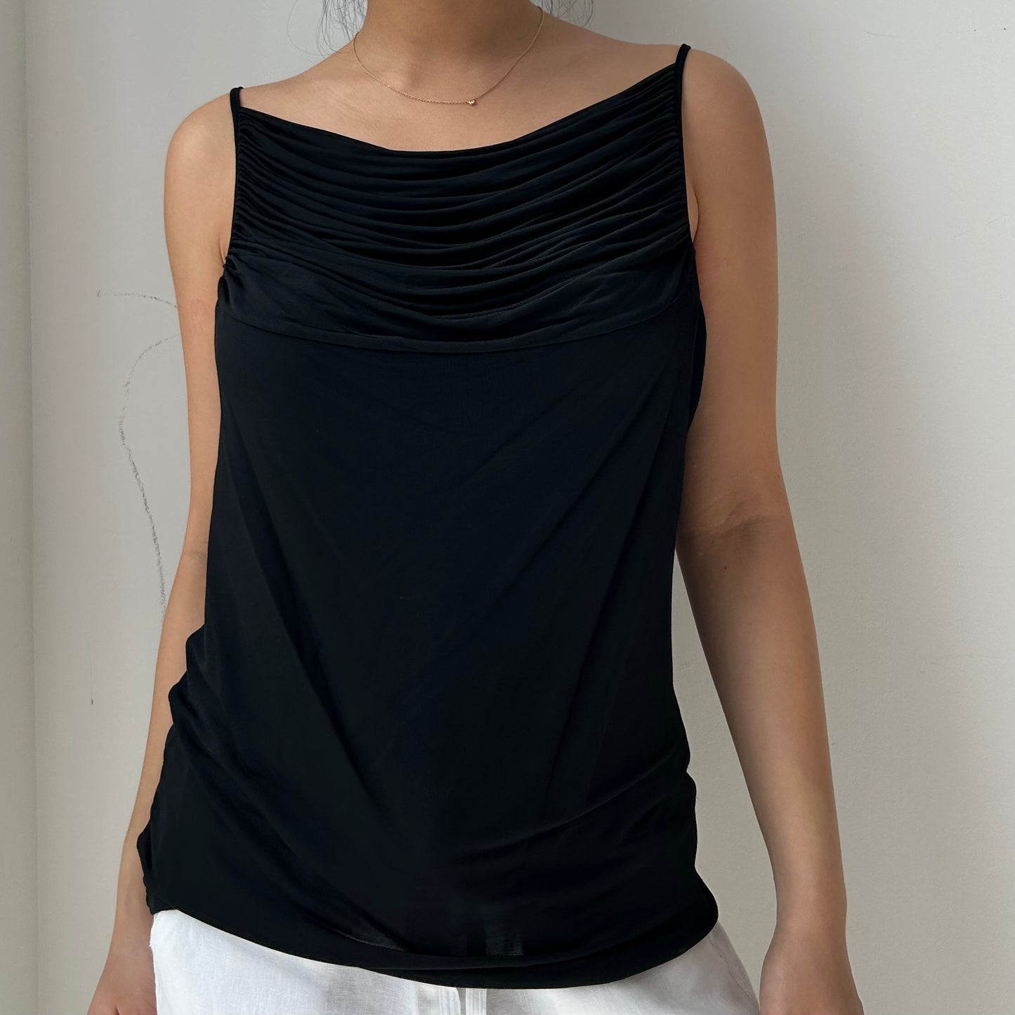 Seventy Black Ruched High Neck Tank - Large