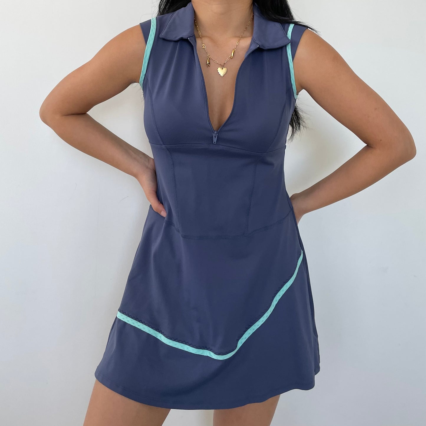 Lija Made in Canada Blue Sleeveless Tennis Dress - Small