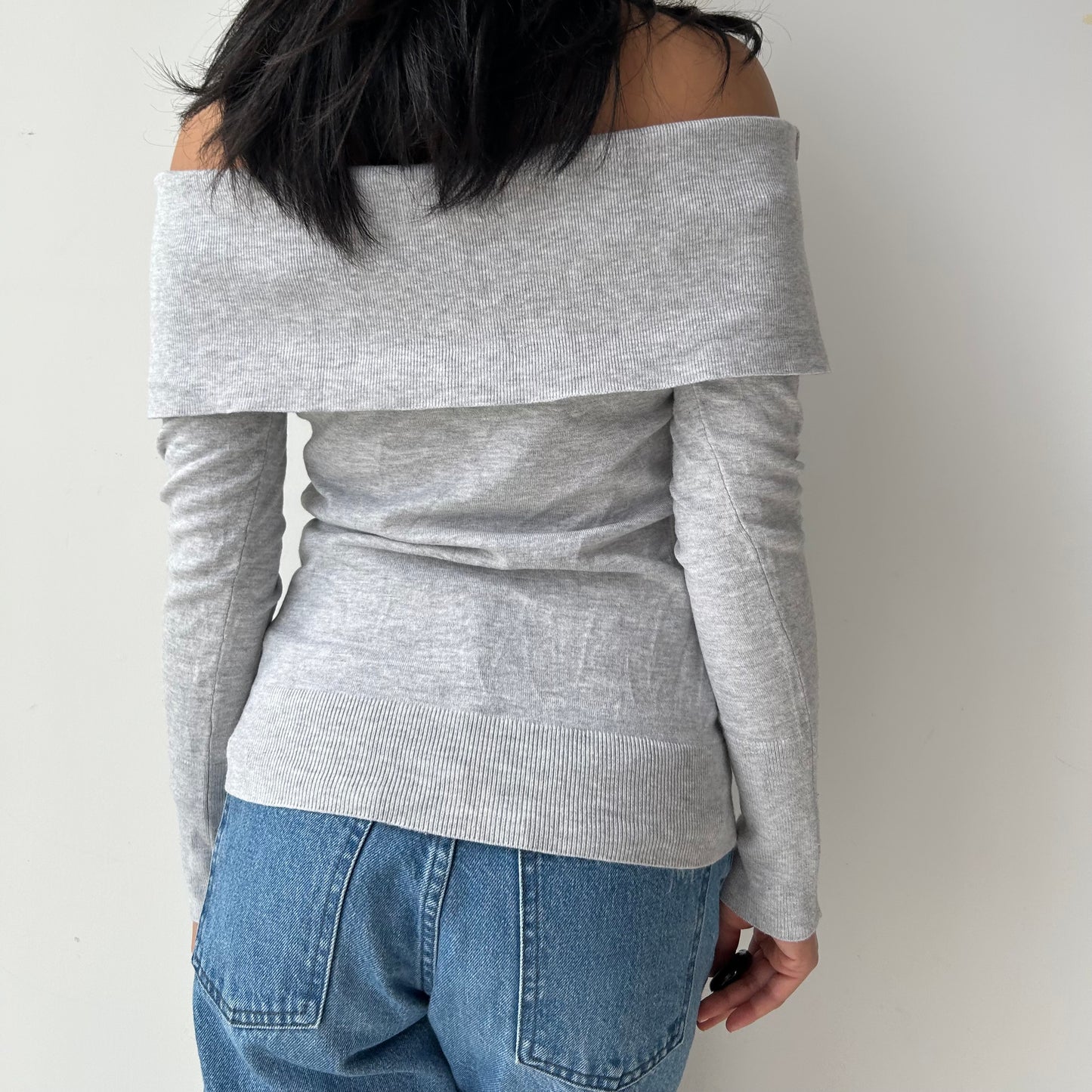 Esprit Heather Grey Off Shoulder Top - Medium