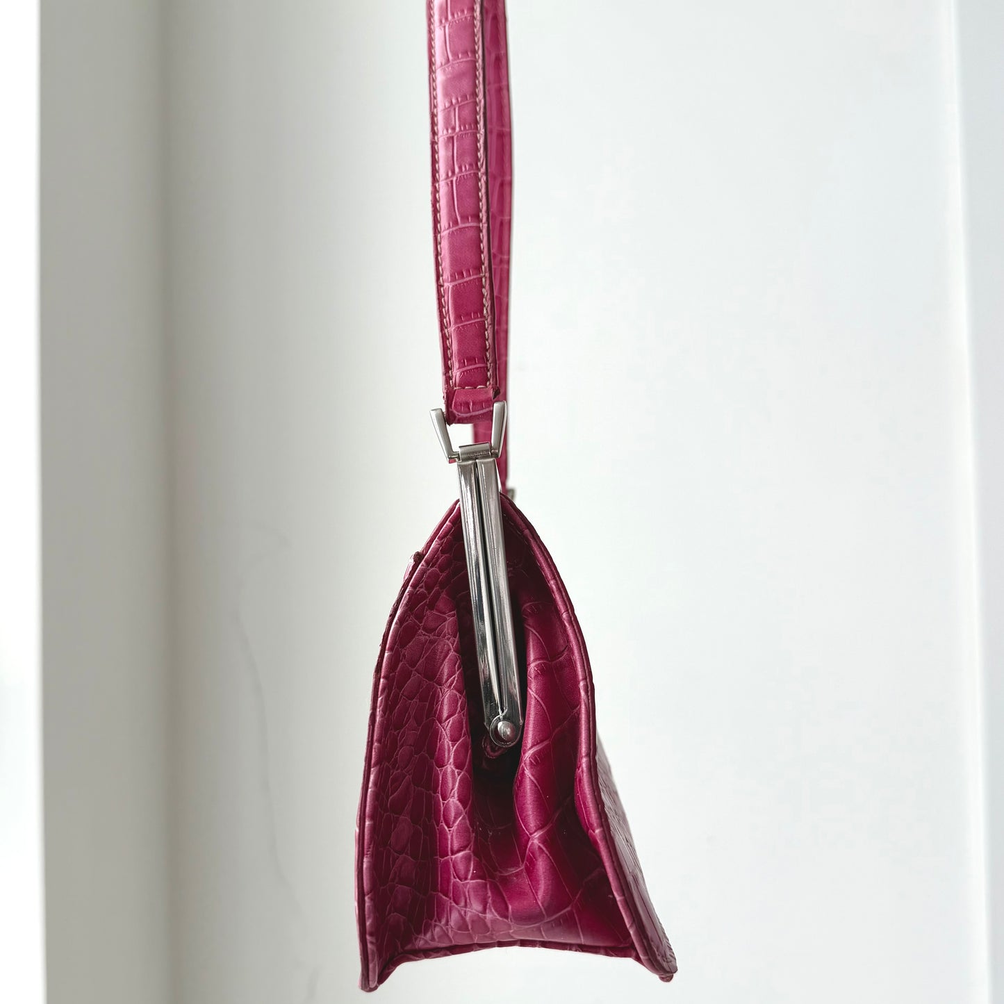 Nine West Pink Croc-Embossed Shoulder Bag