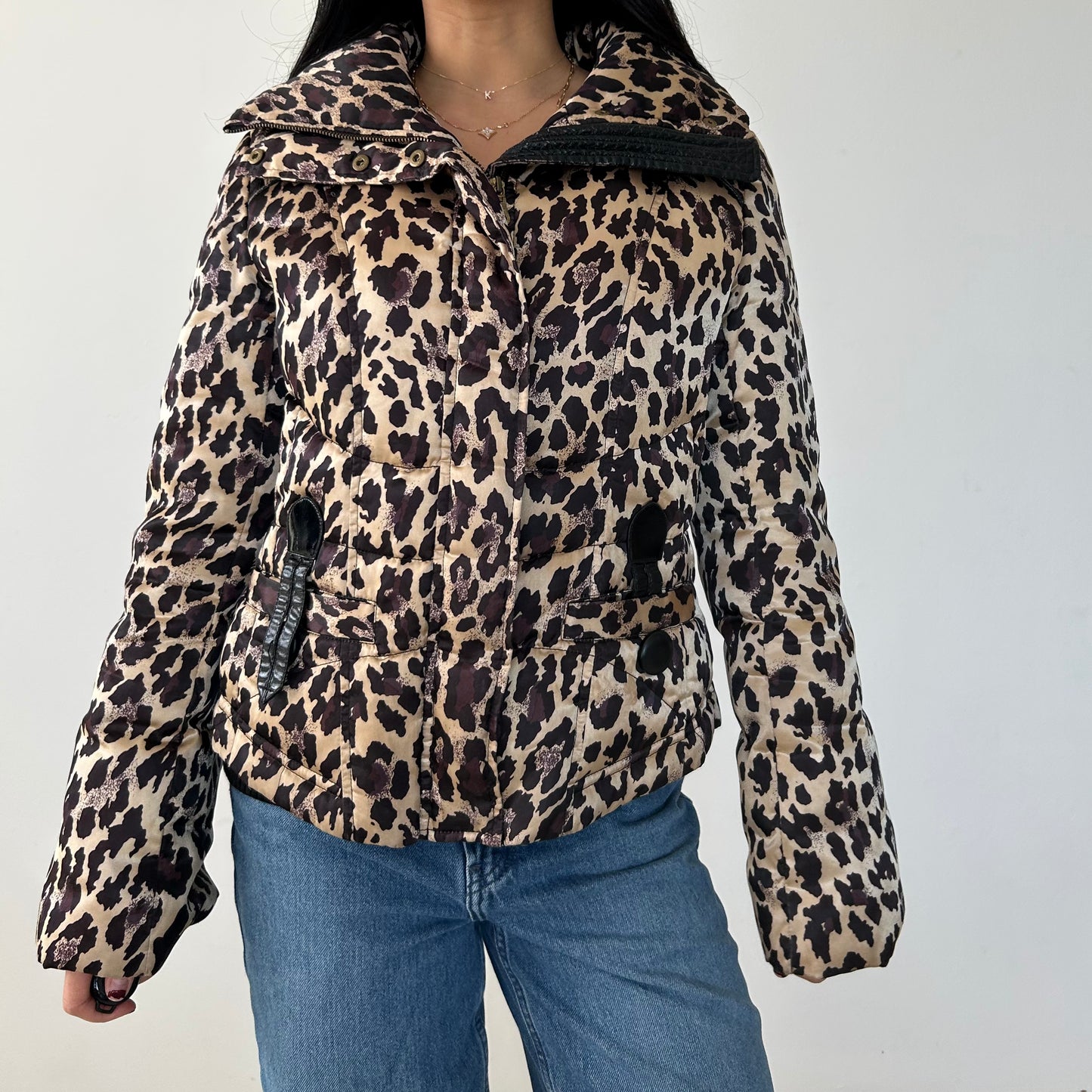 Girdear Leopard Print Hooded Puffer Jacket - Medium