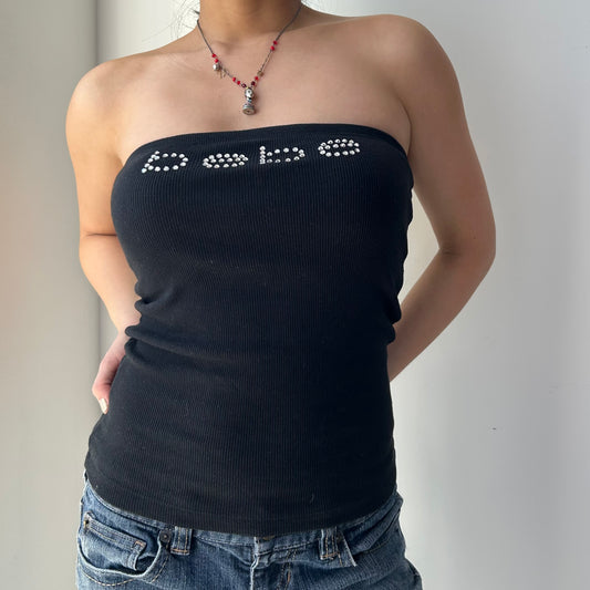Bebe Black Diamante Tube Top - Small