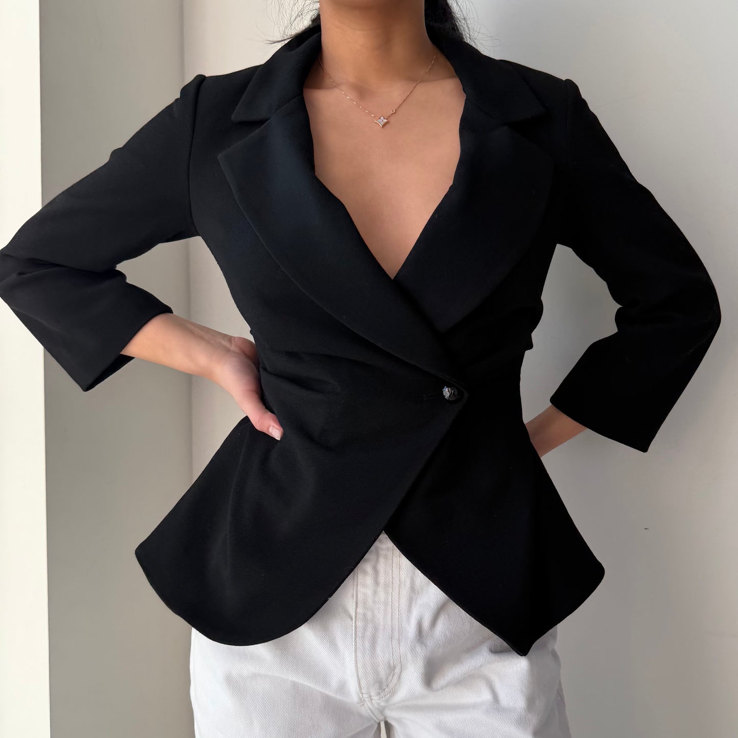 Wilfred Black Wrap Peplum Blazer - X-Small
