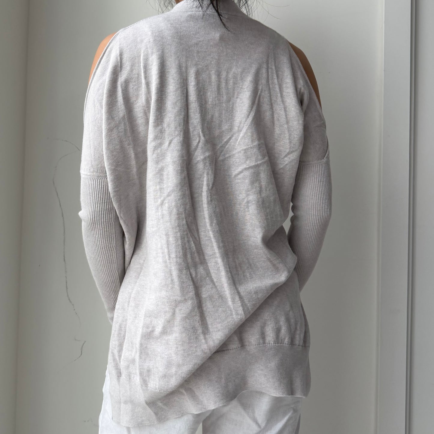 All Saints Grey Cold-Shoulder Cardigan - X-Small