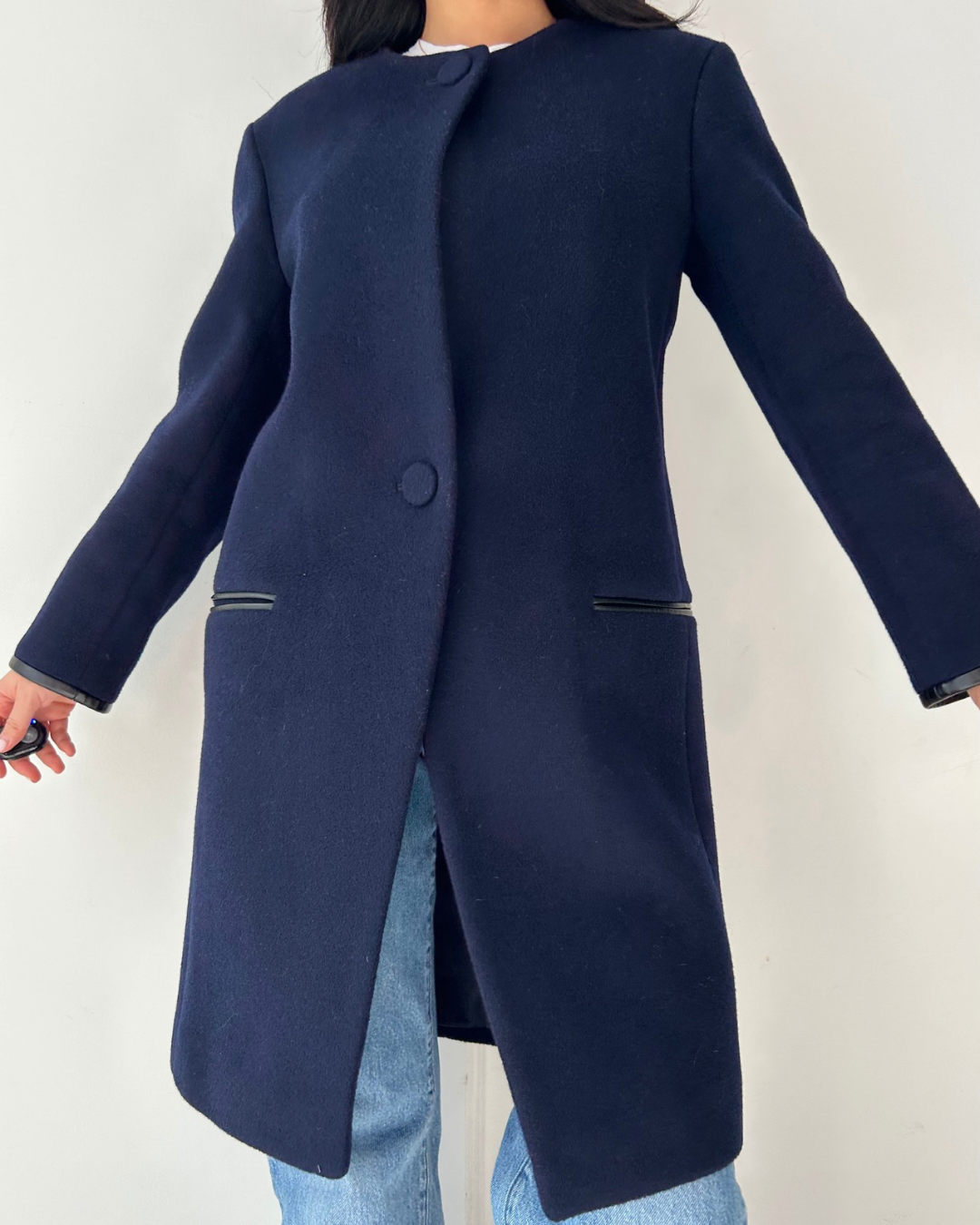 Club Monaco Navy Wool Overcoat - X-Small