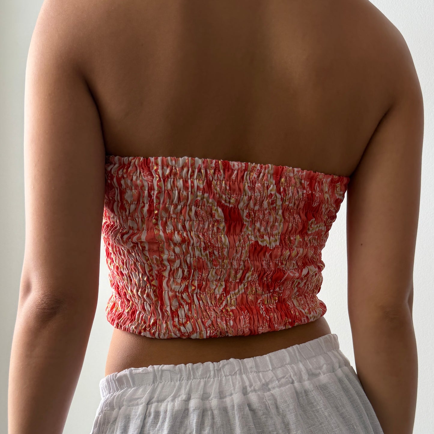 Lara Ethnics France Coral Shirred Tube Top - Small