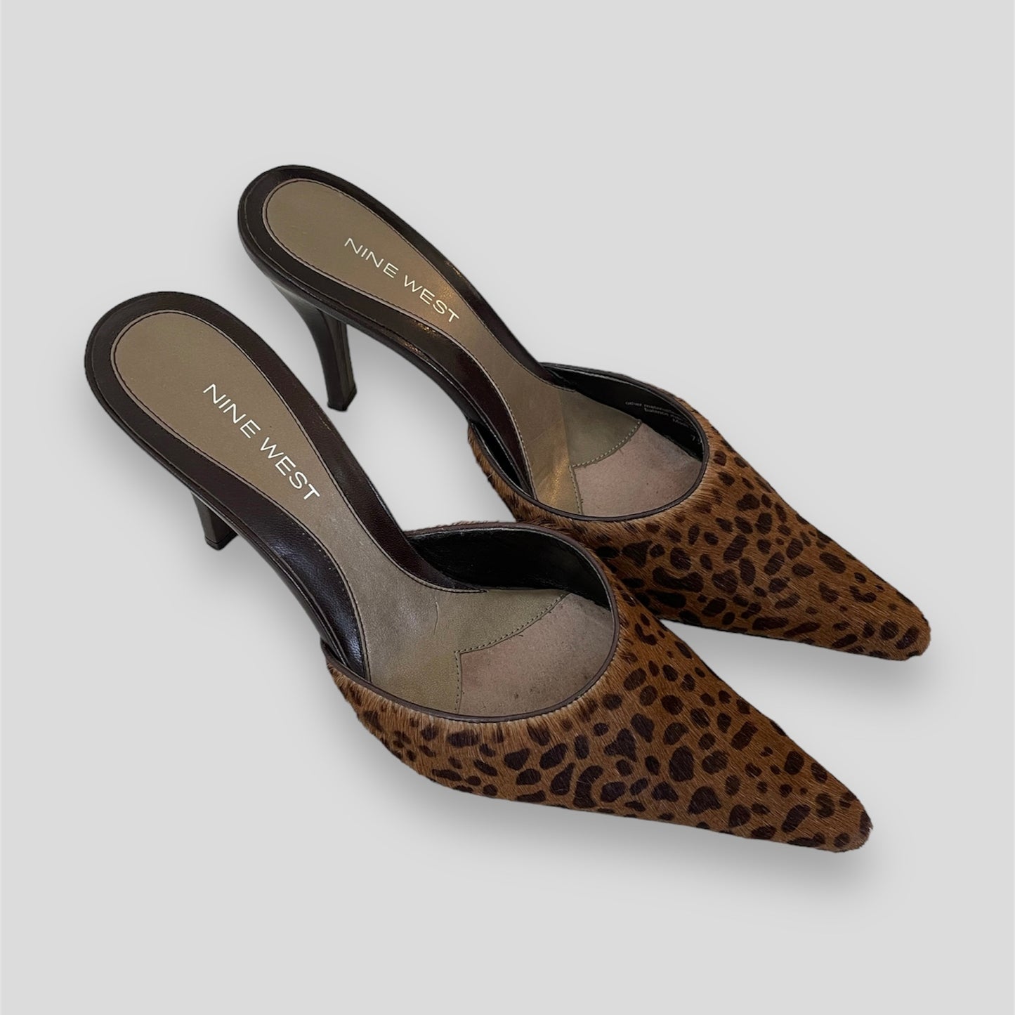 Nine West Leopard Print Kitten Heel Mules - US 7.5M