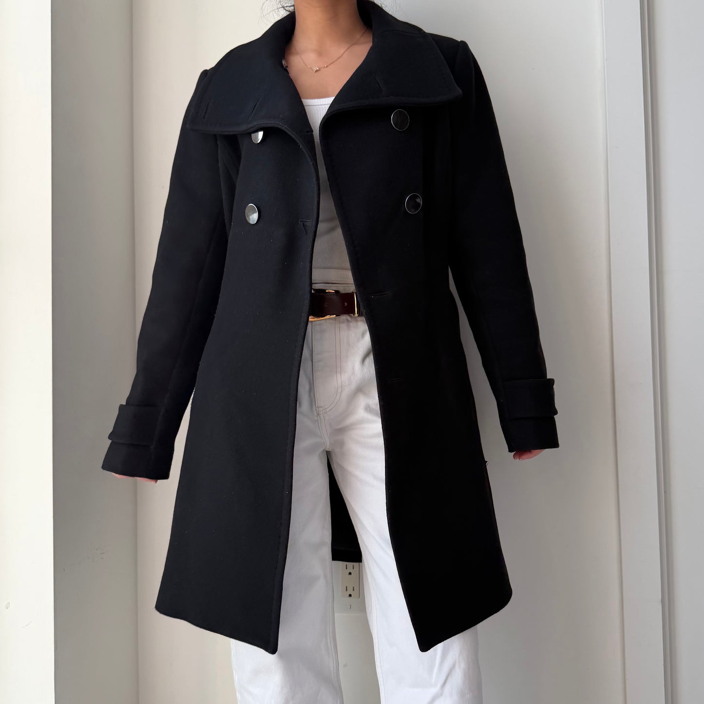 2011 T. Babaton by Aritzia Black Wool and Cashmere Coat - Medium