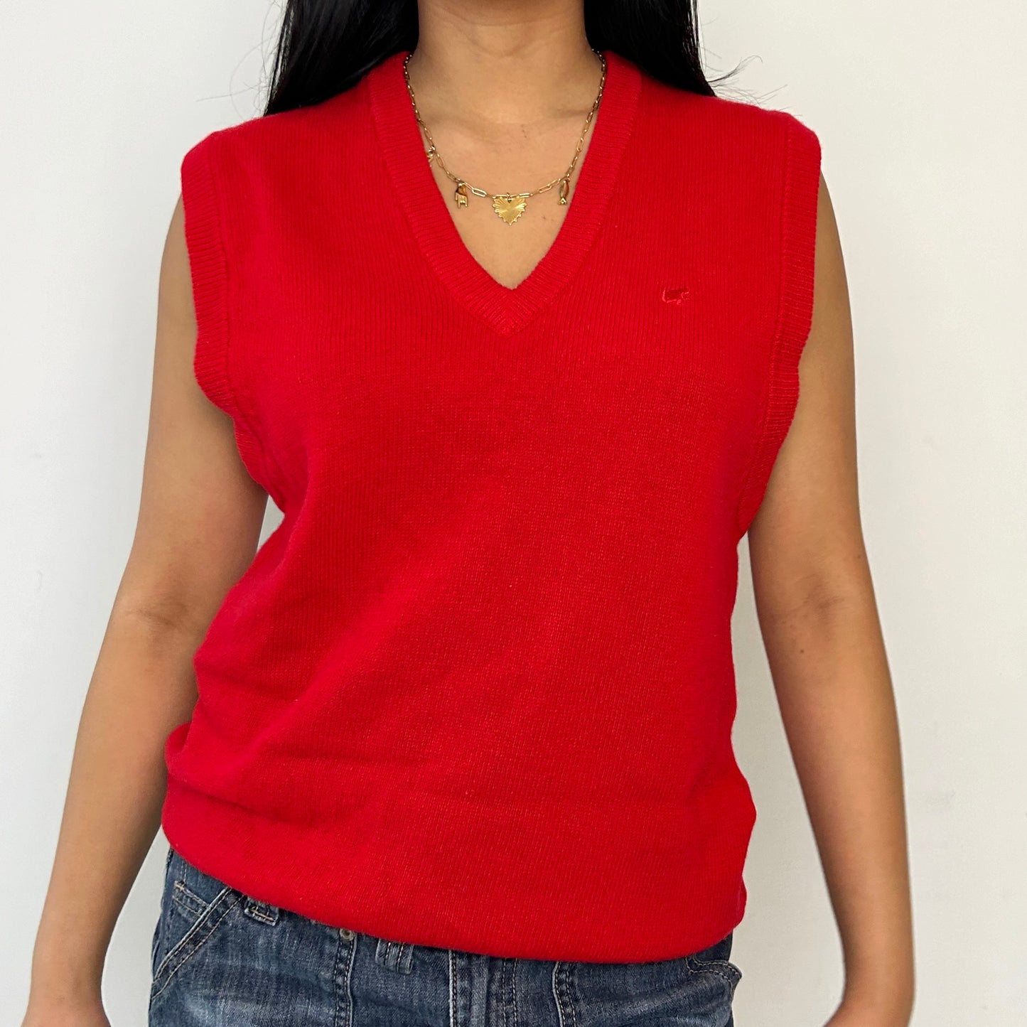 Vintage 1980s Giordano Red Wool Vest - Medium