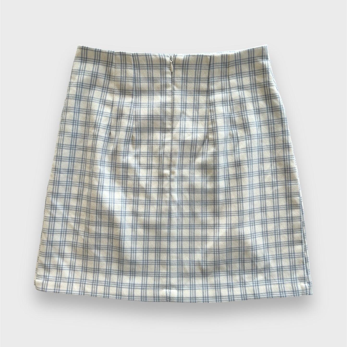 Brandy Melville Blue and White Plaid Mini Slit Skirt - W24