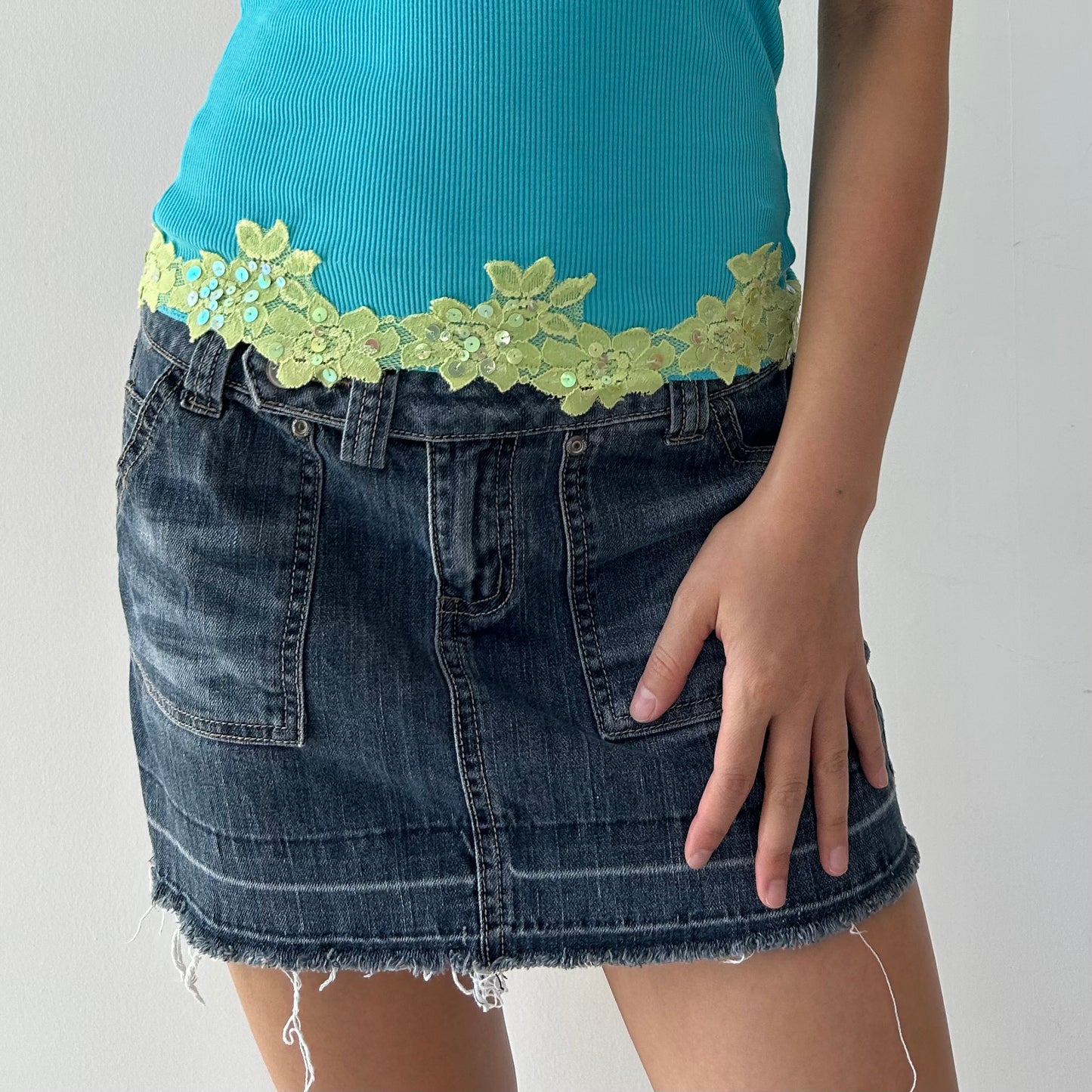 Blue Denim Mini Skirt - Size 27