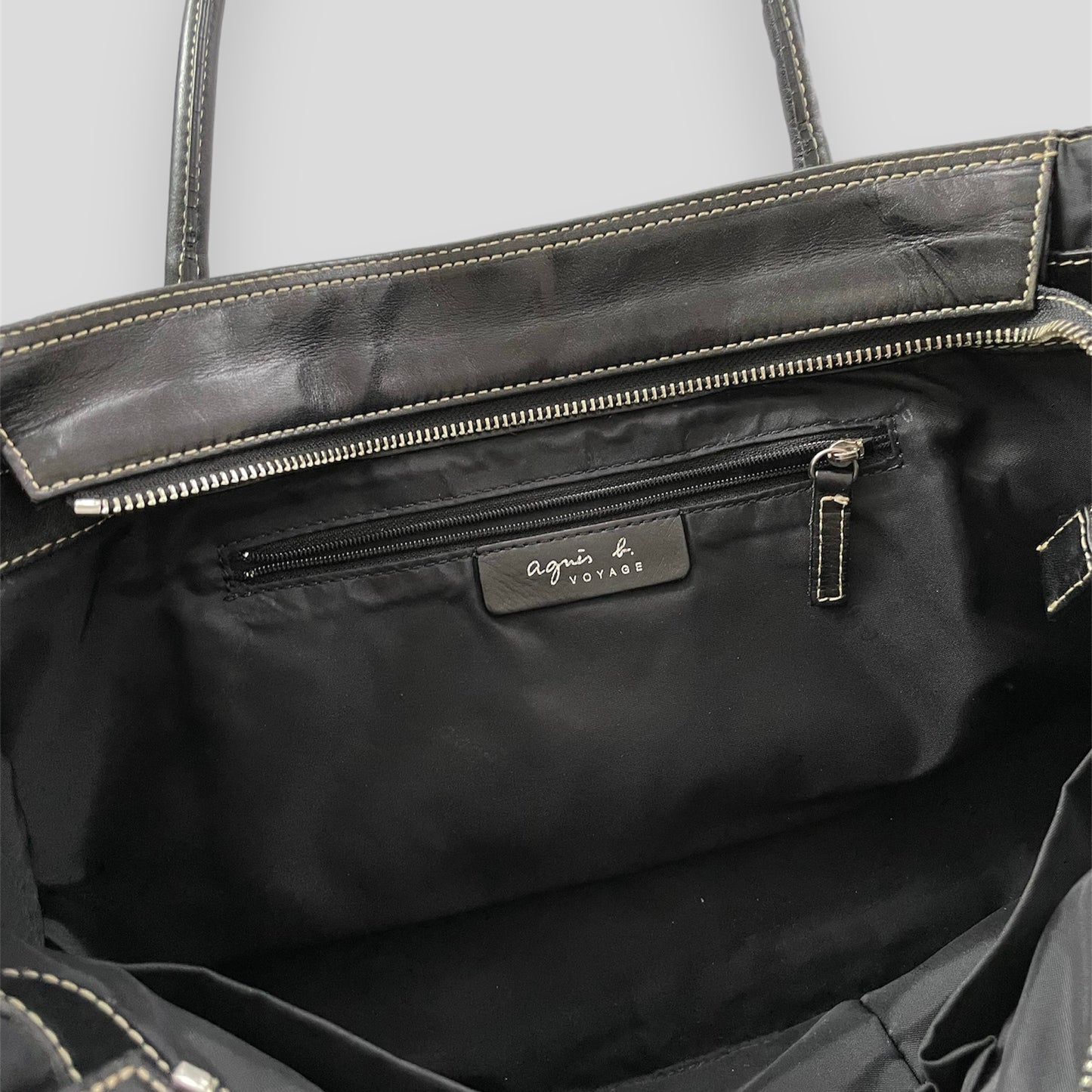 Agnès B. Voyage Black Leather Tote