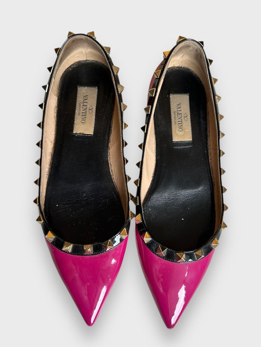 Valentino Garavani Rockstud Patent Leather Ballet Flats - EU 36.5
