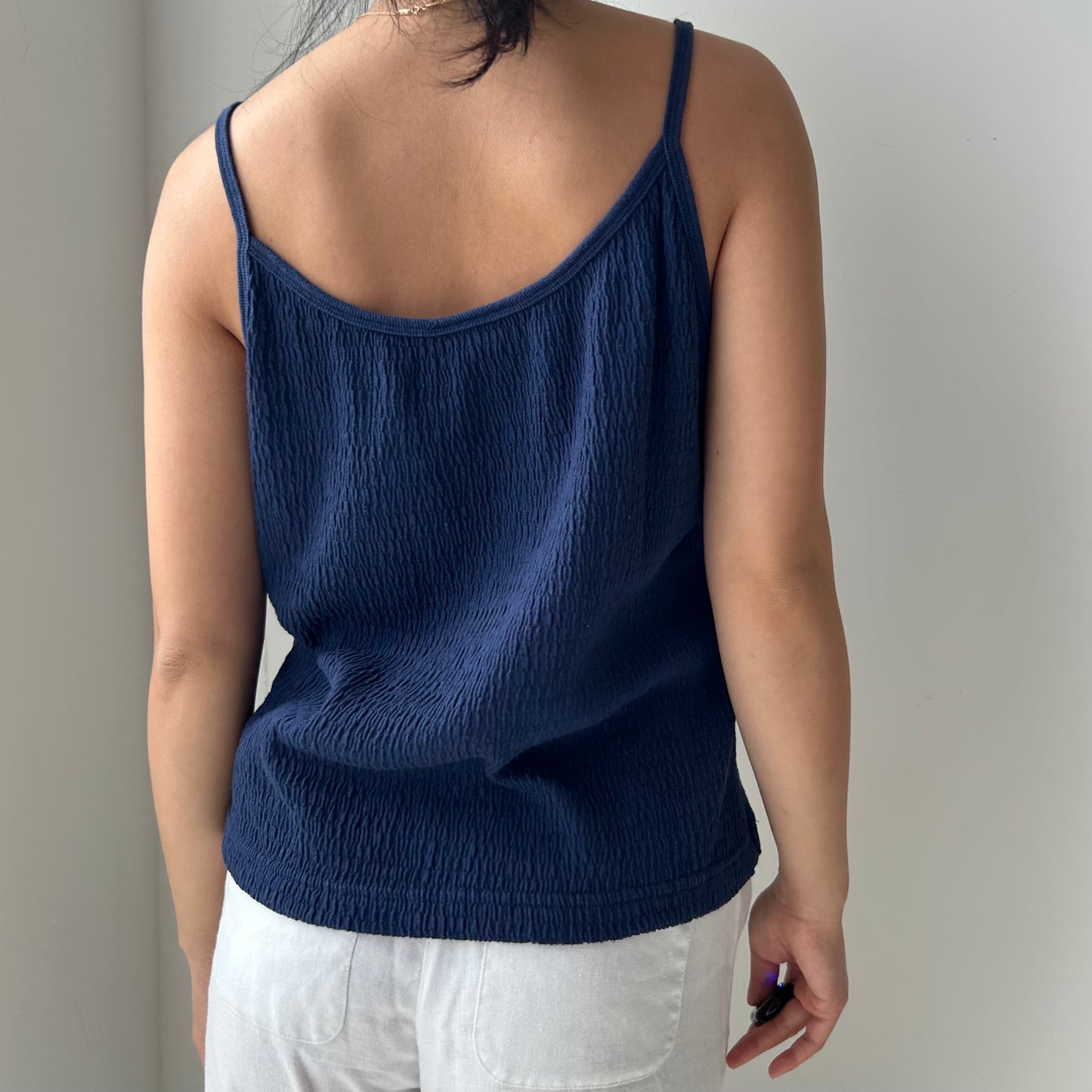 Knit Works Blue Shirred Tank - Large