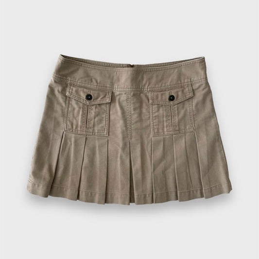 Beige Pleated Mini Skirt - Large