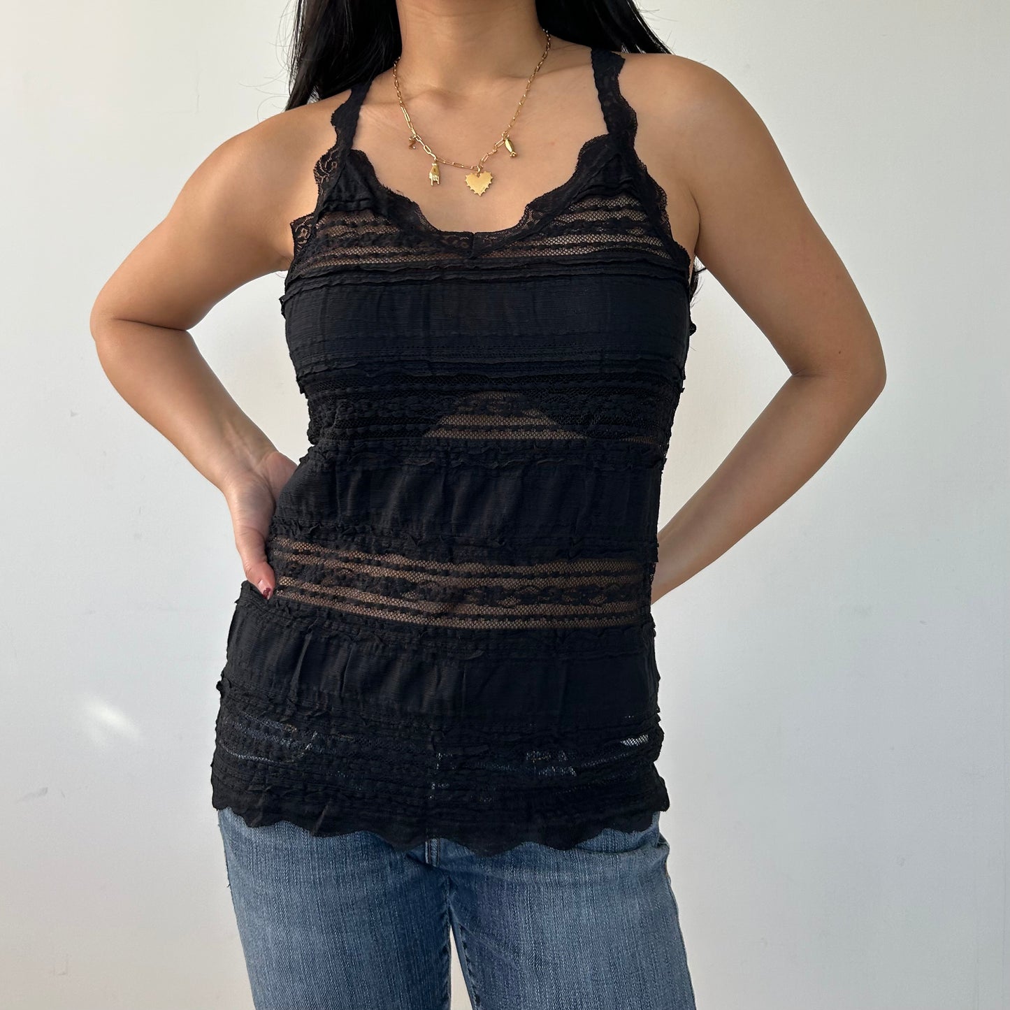 BNWT Zara Trafaluc Black Lace Tank - Medium