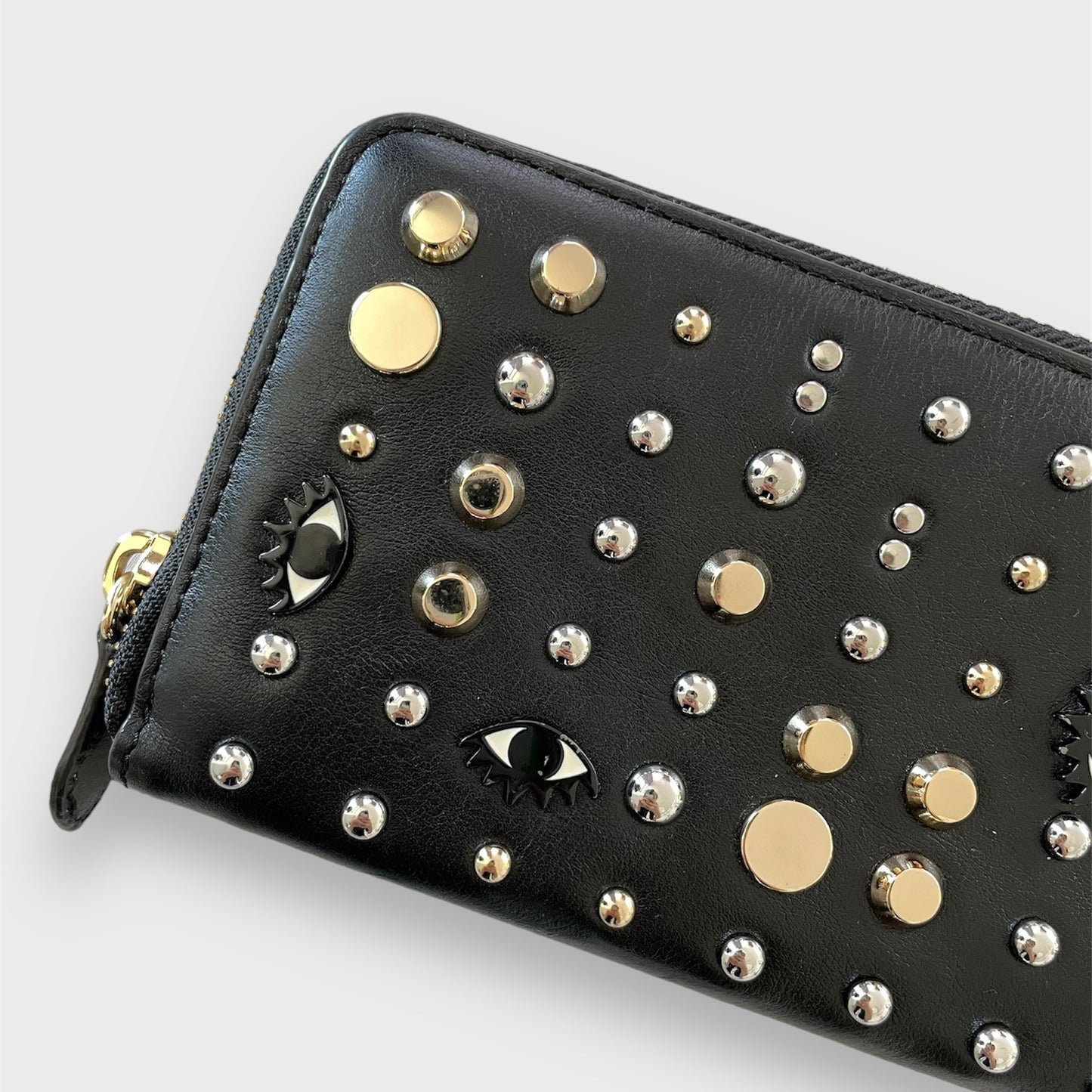 Rebecca Minkoff Black Studded Long Zip Around Wallet