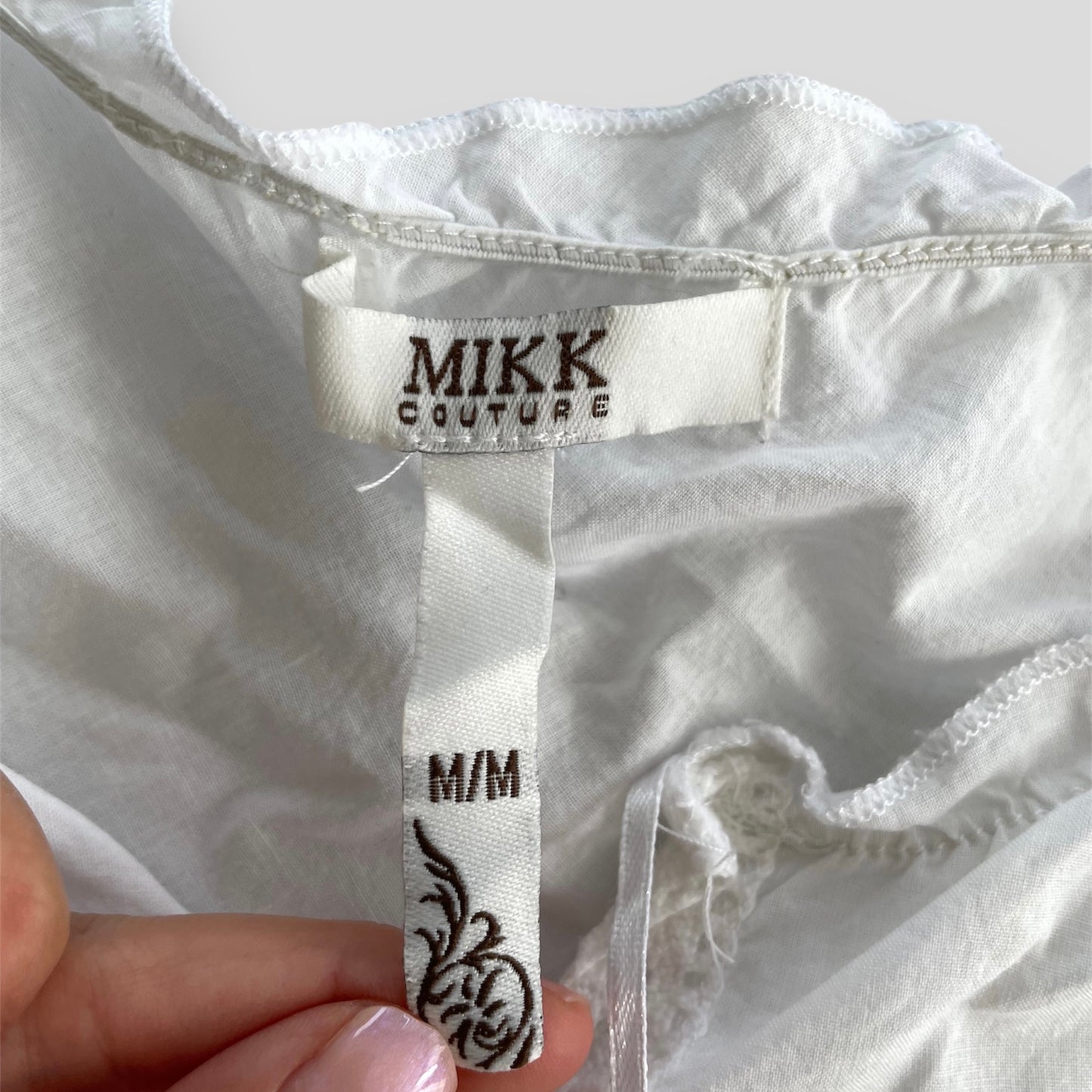 MIKK Couture White Cotton Milkmaid Blouse - Medium