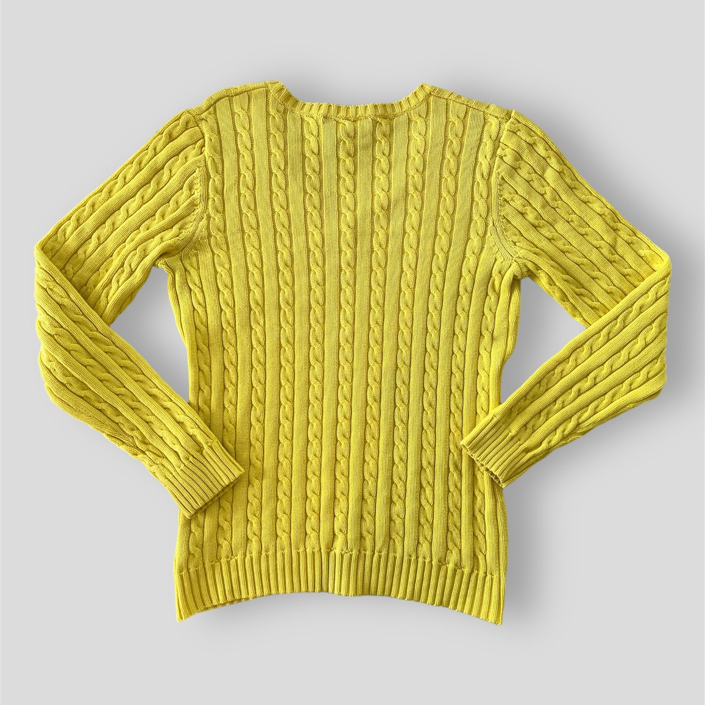 Lauren Ralph Lauren Yellow V-Neck Cable Knit Jumper - X-Small