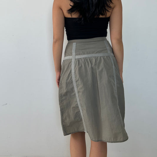 Khaki Green Cargo Knee Length Skirt - X-Small