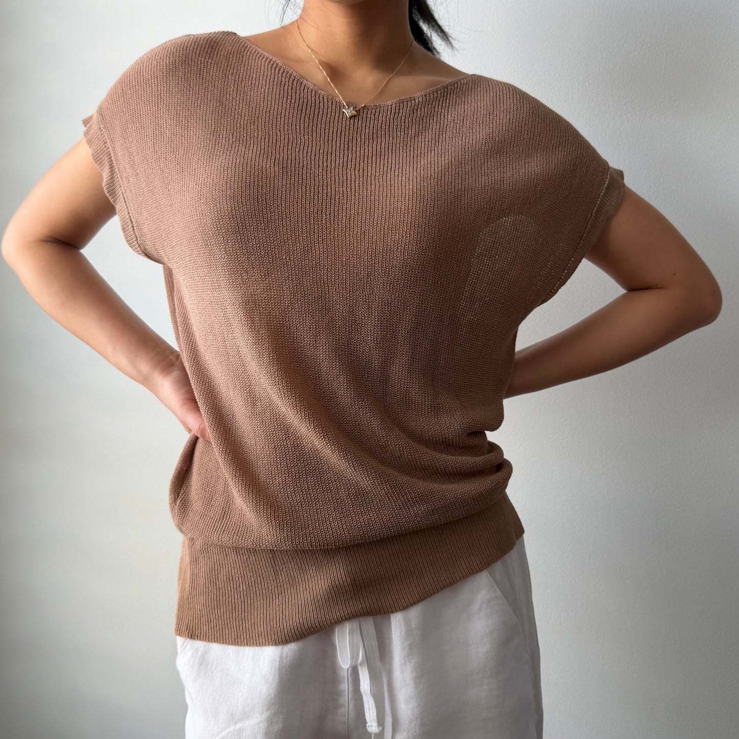 Japanese Label Rouge Vif Knit Short Sleeve Blouse - Small