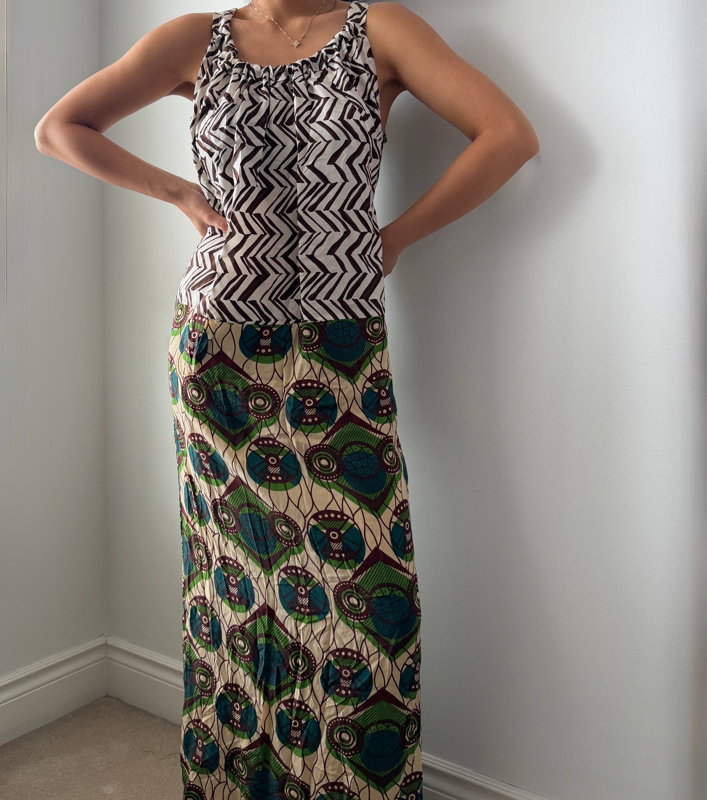 2012 Marni at H&M Silk Printed Sleeveless Maxi Dress - X-Small