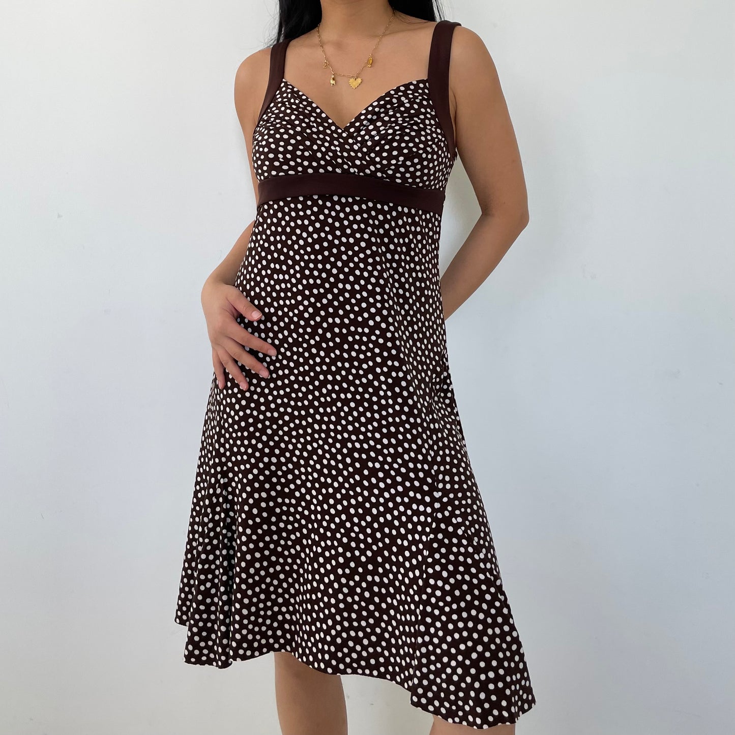 Vintage 1990s Jessica Made in Canada Brown Polka Dot Dress - Medium