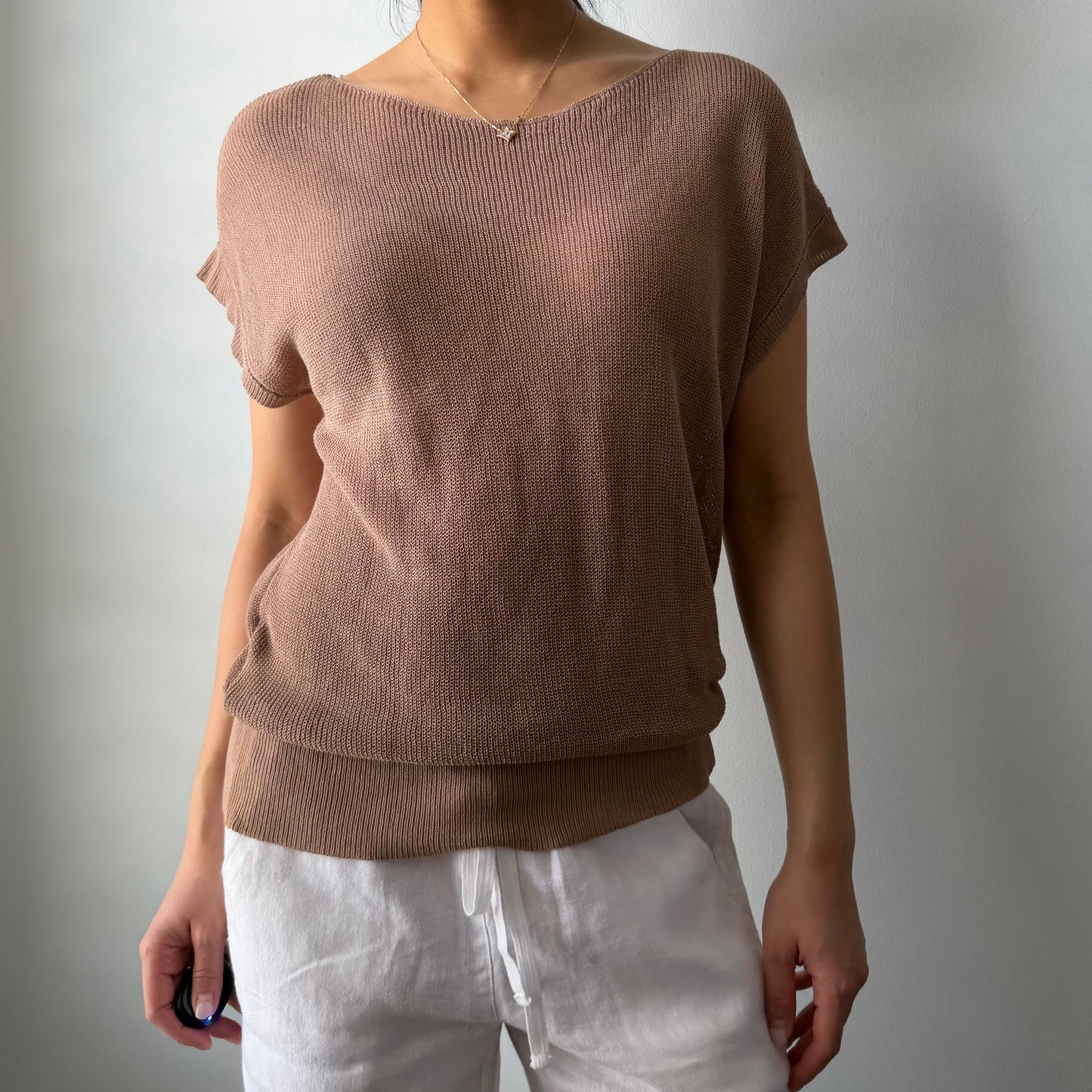 Japanese Label Rouge Vif Knit Short Sleeve Blouse - Small