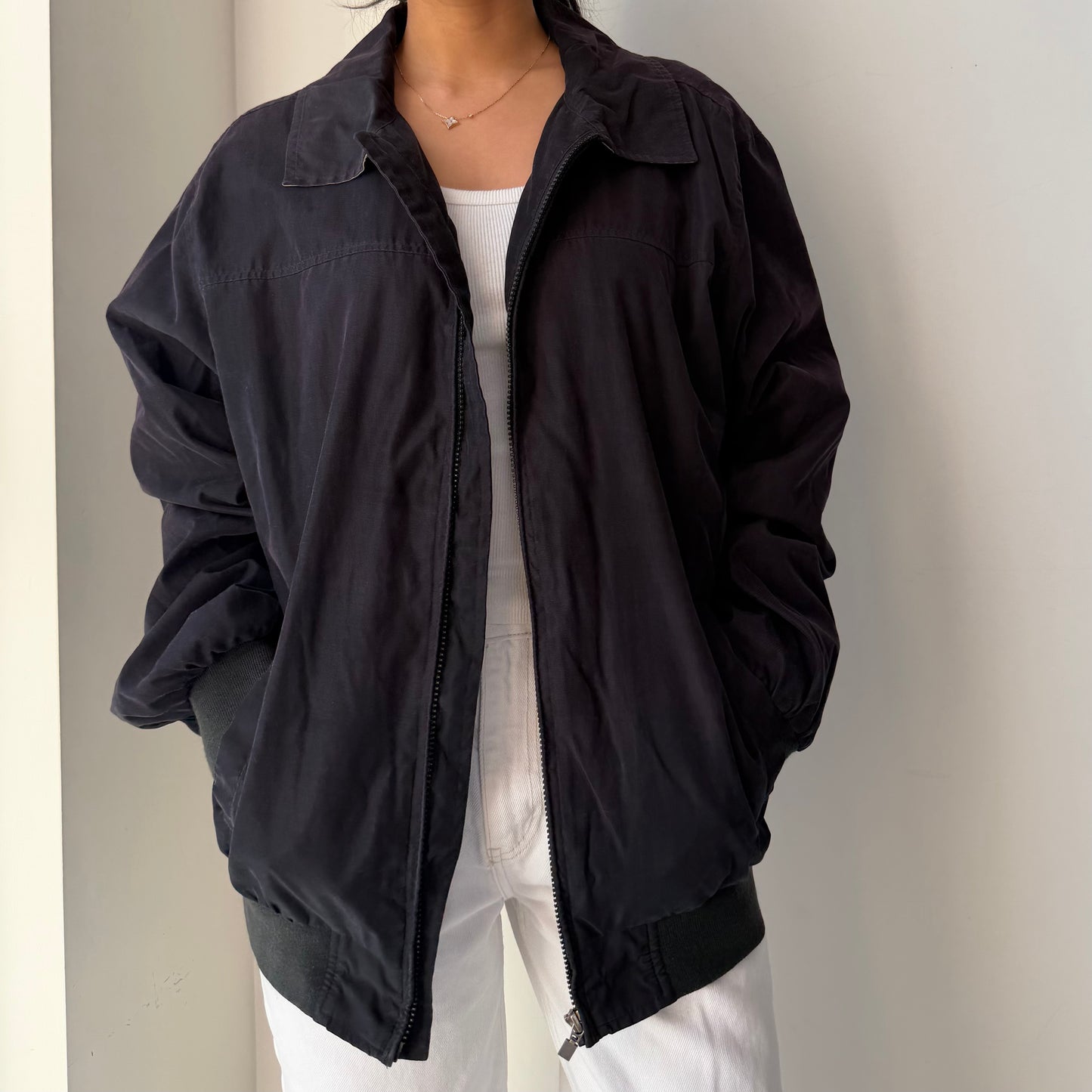 London Fog Black Harrington Jacket - Medium