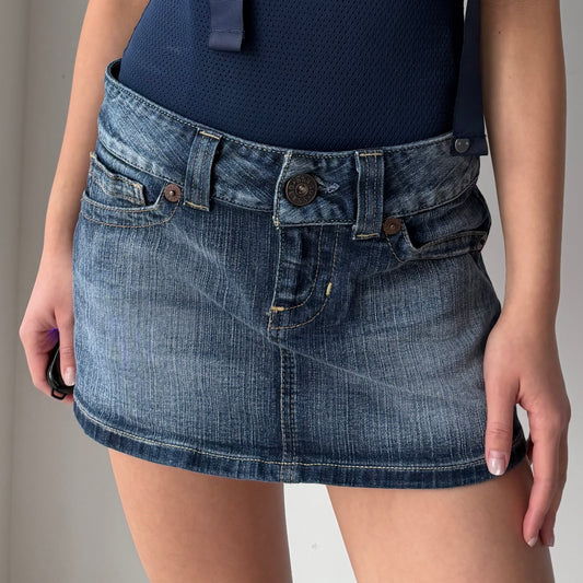 Guess Low-Rise Denim Micro Mini Skirt - W27