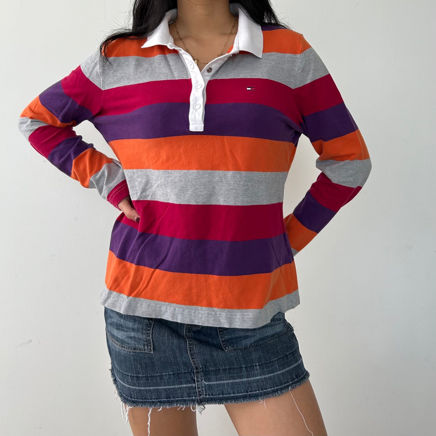 Tommy Hilfiger Multicolour Striped Rugby Shirt - X-Large