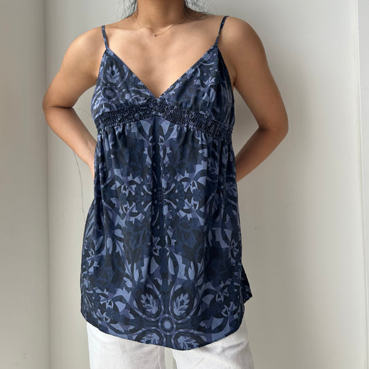 Mexx Blue Floral Silk Camisole - X-Large