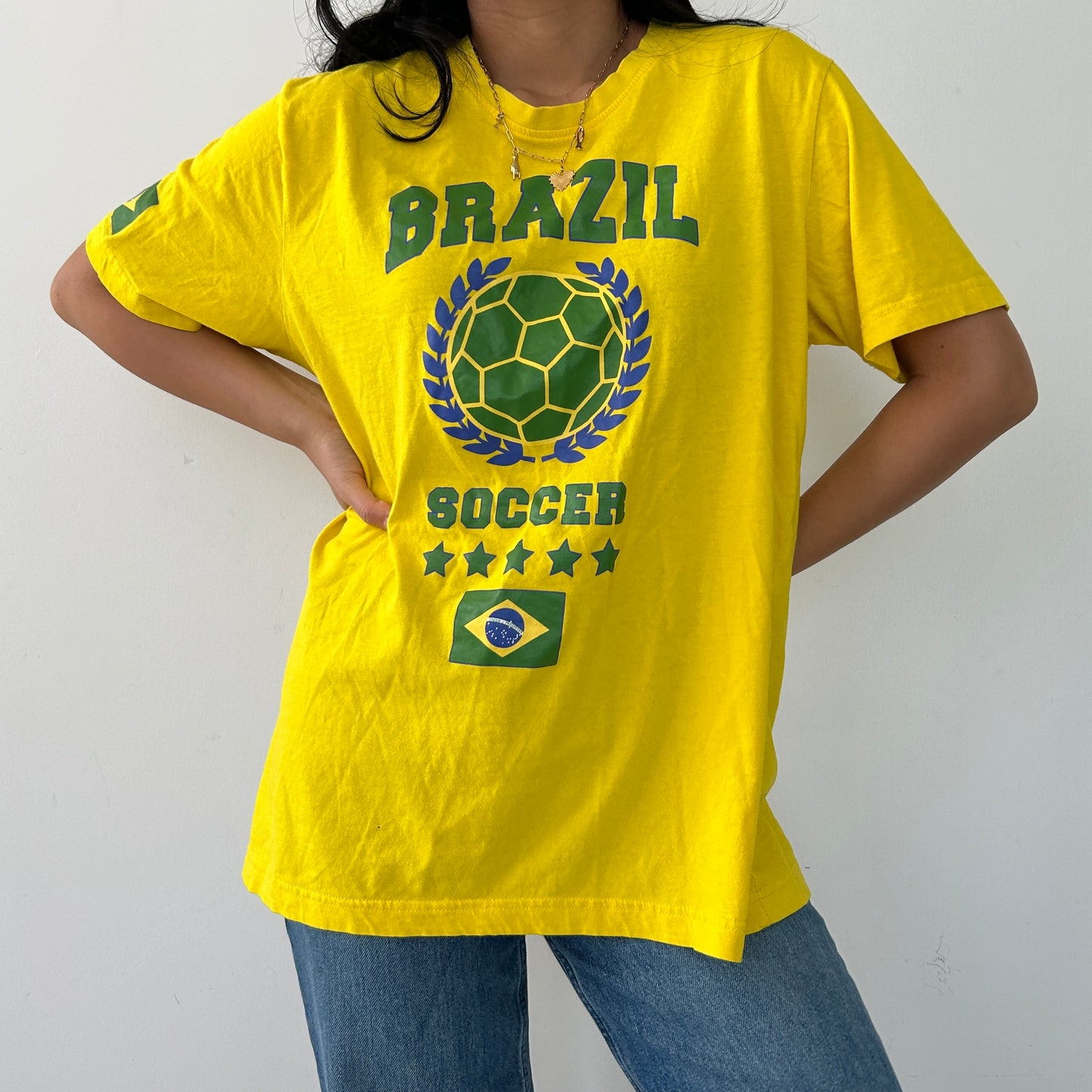 Brazil Soccer Yellow Tee - Large