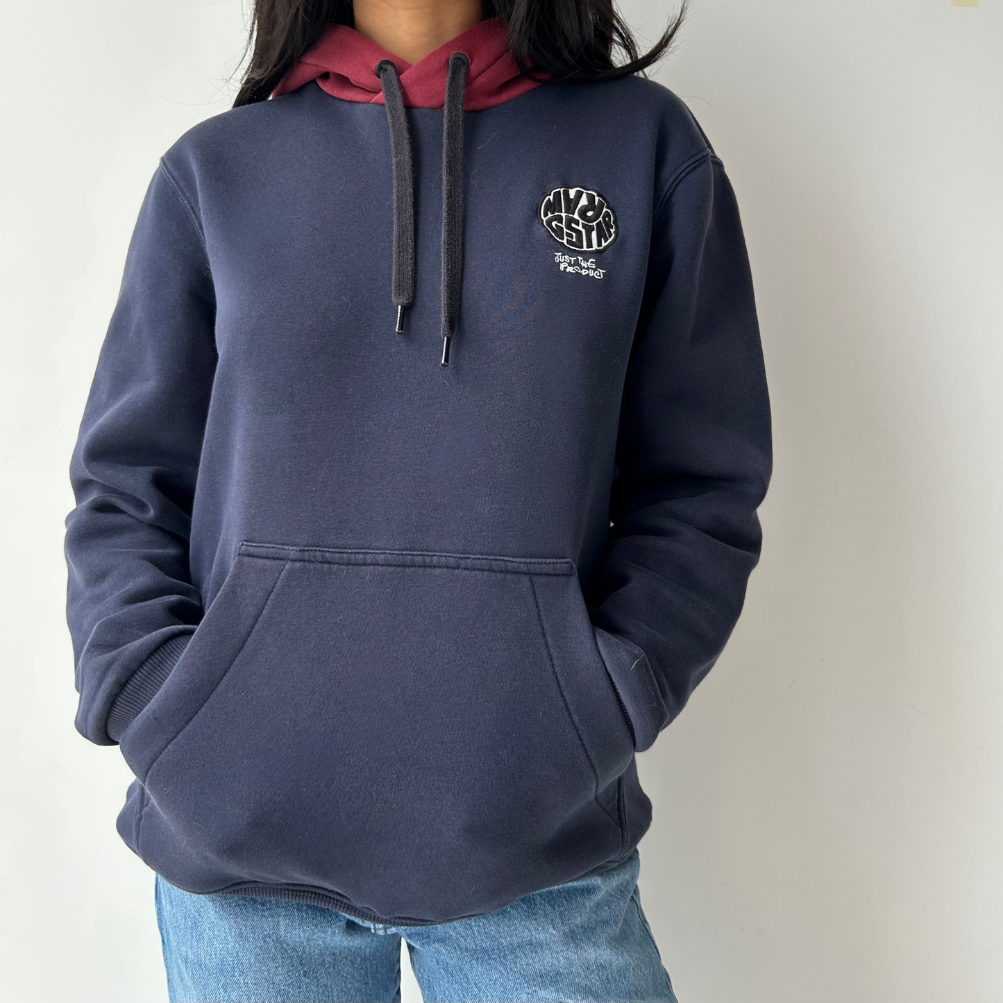 G-Star Raw Navy and Burgundy Hoodie - Medium