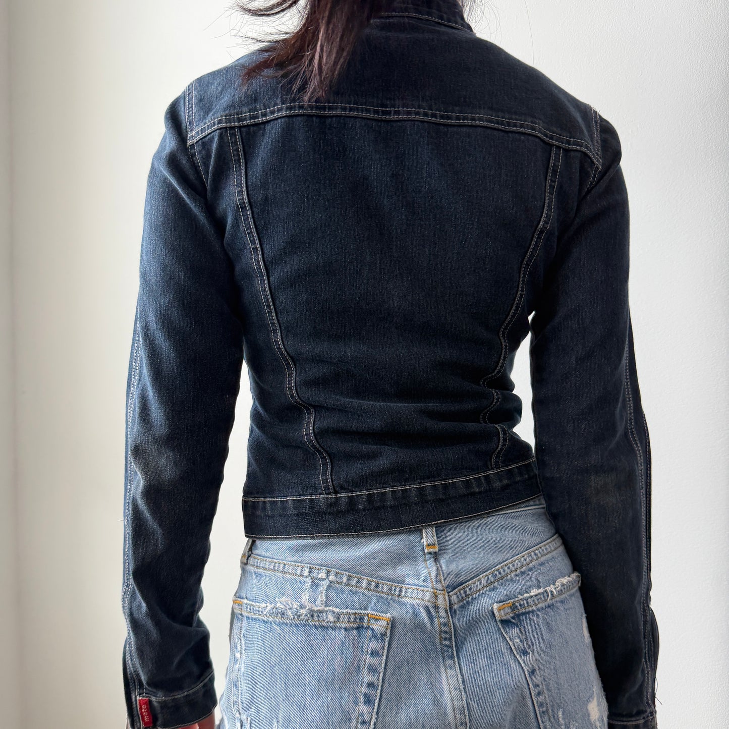Dark Wash Moto Denim Jacket - X-Small