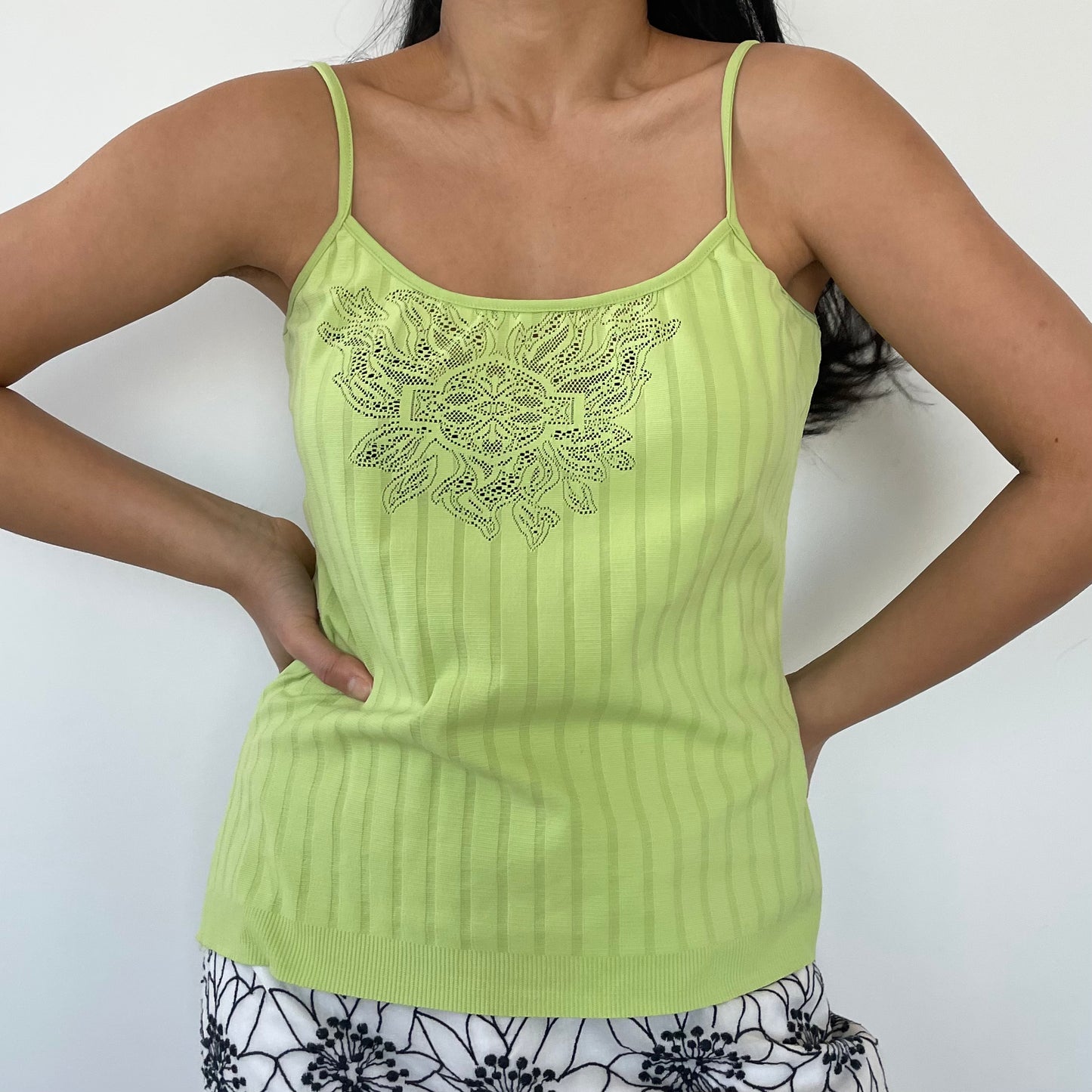 Made in Italy Lime Green Ribbed Cami - Medium/Large