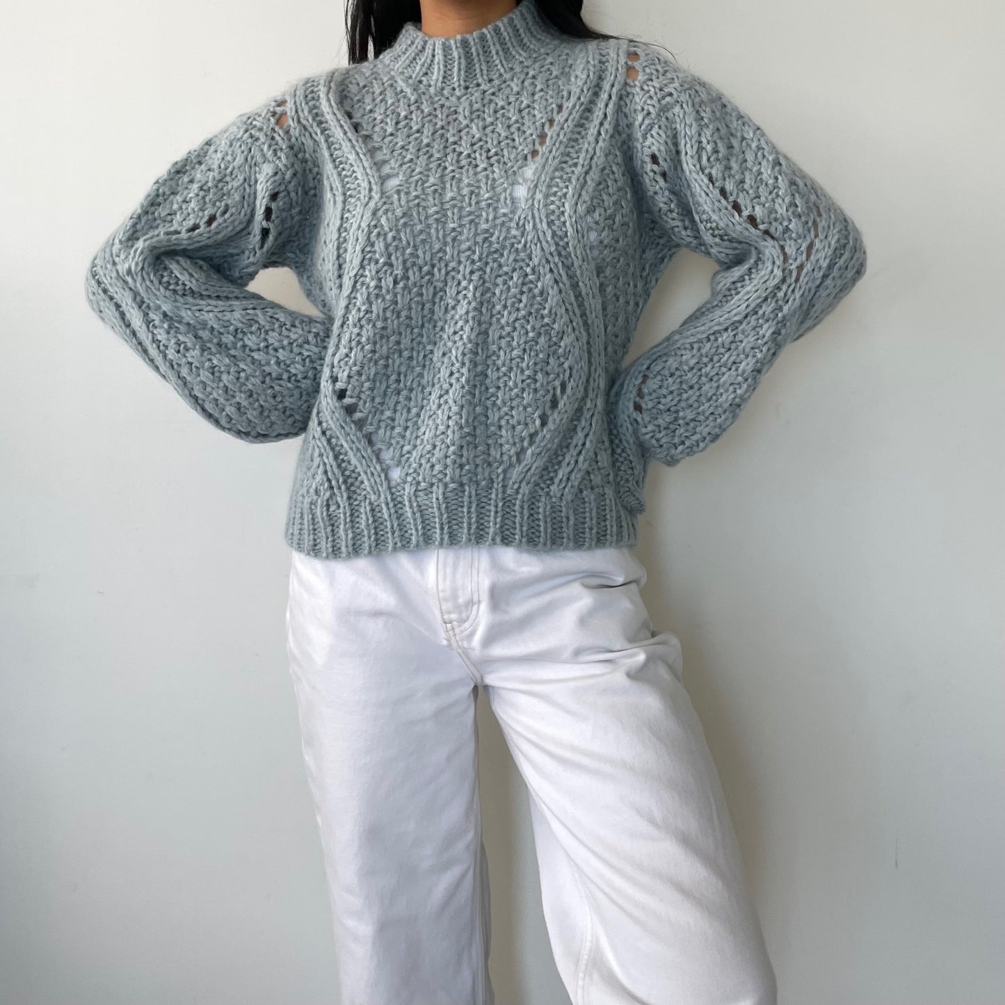 Stine Goya Light Blue Alex Open-Knit Mohair-Blend Sweater - Medium