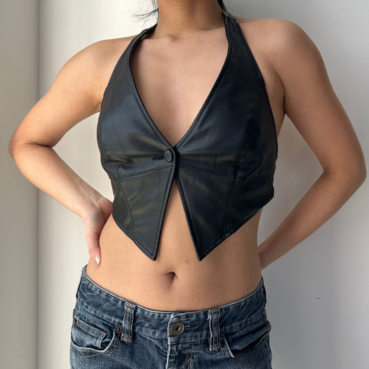 AFRM x Revolve Black Faux Leather Vest - X-Small