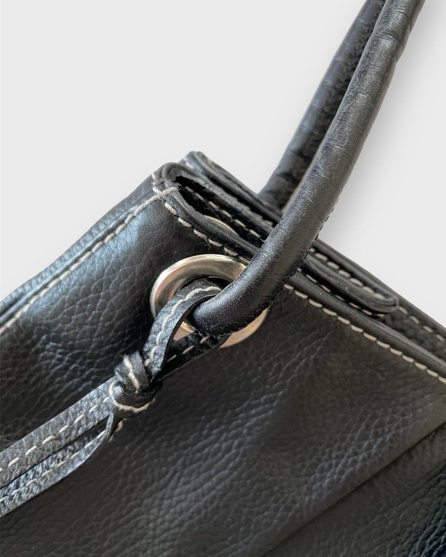 Dolce and Gabbana Black Leather O-Ring Shoulder Bag