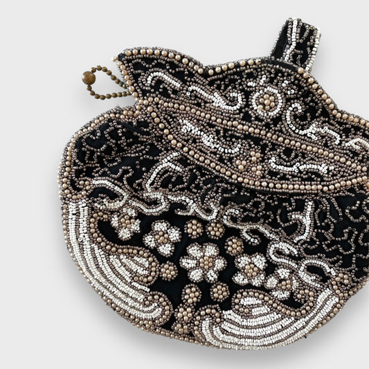 1920s Black Beaded Pouch