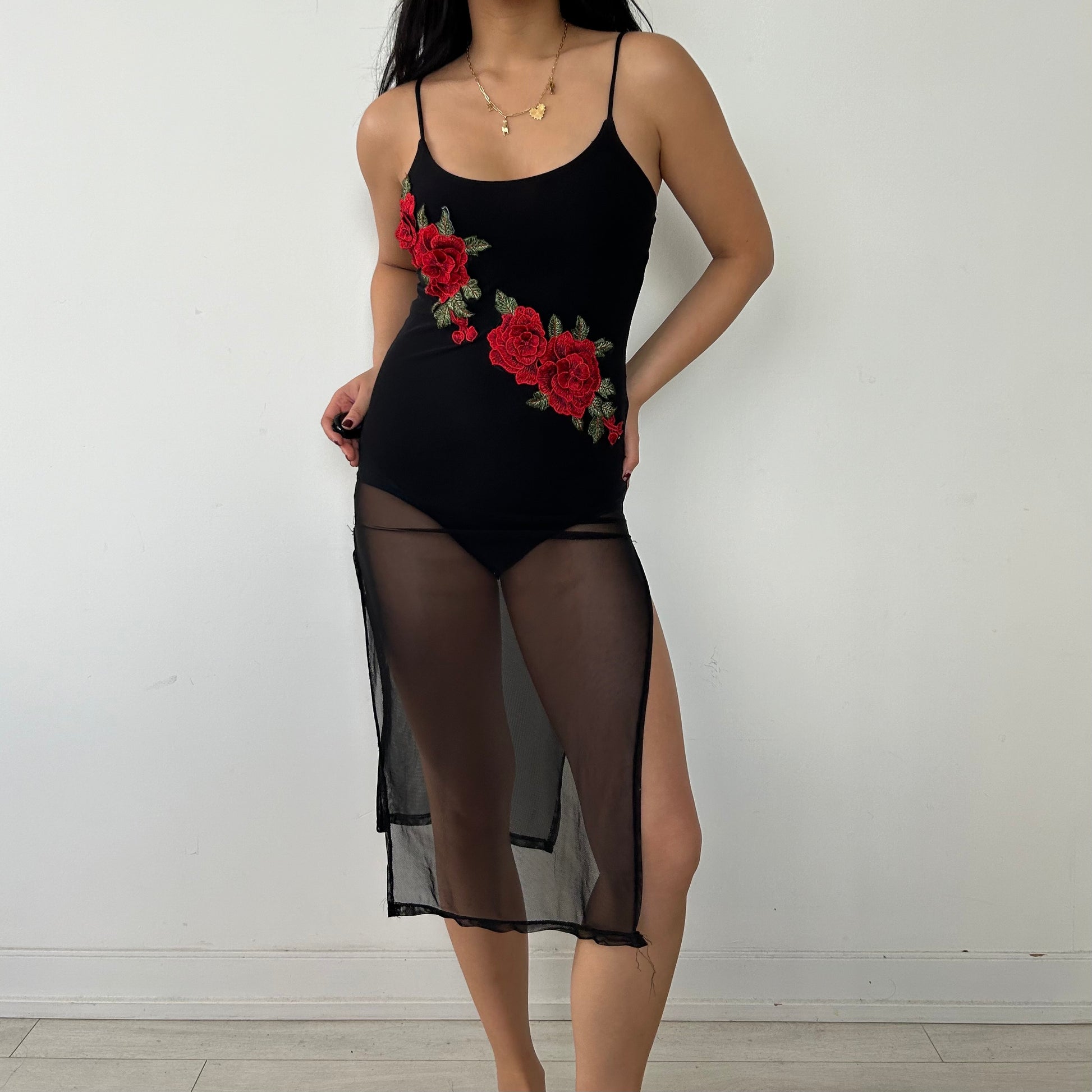 Vintage 90s Made in USA Black Mesh Bodysuit Dress - X-Small Zoehify Vintage 90s Made in USA Black Mesh Bodysuit Dress - X-Small Zoehify