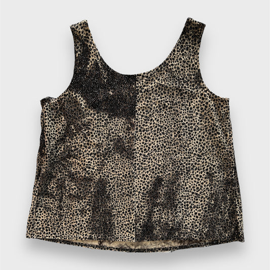 Vintage 90s Made in USA Sparkly Leopard Print Tank - 2X