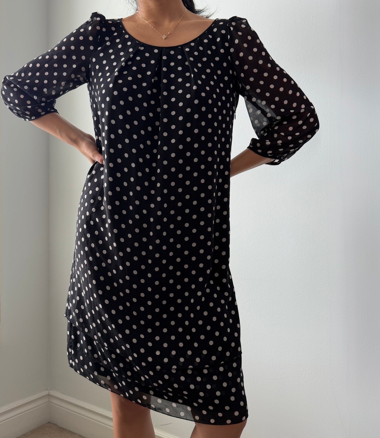 Made in Japan Black and White Polka Dot Dress - Medium